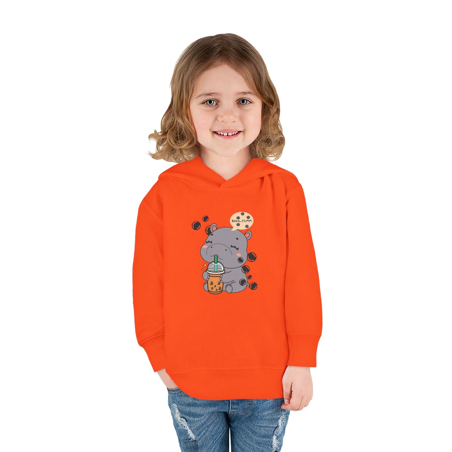 Hippo Bubble Tea Toddler Fleece Hoodie