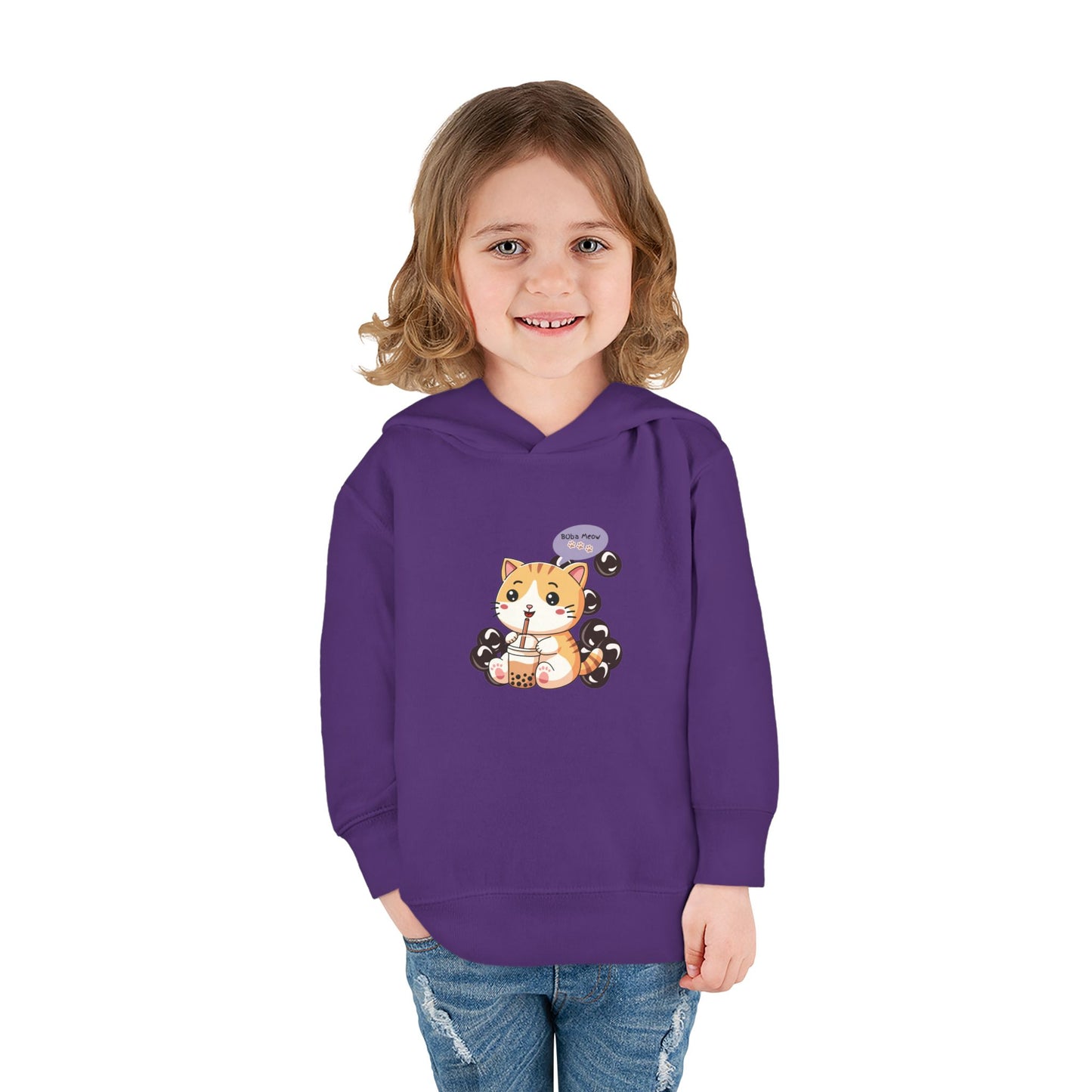 Kitten Bubble Tea Toddler Fleece Hoodie