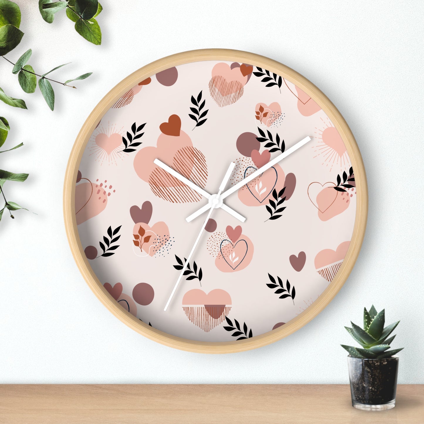 Romantic Heart Pattern Wall Clock