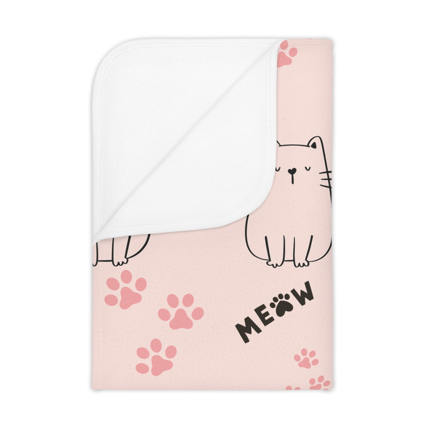 Cute Cat Print Soft Fleece Toddler Blanket