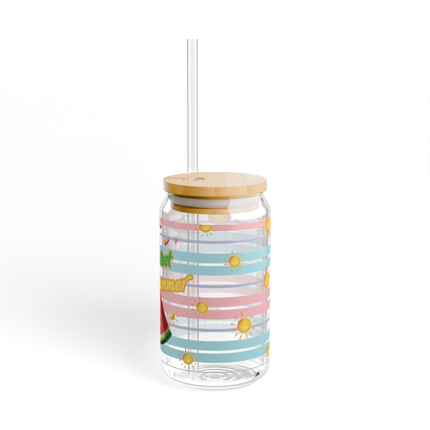 Sweet Summer Vibes Sipper Glass Cup with Lid - 16oz