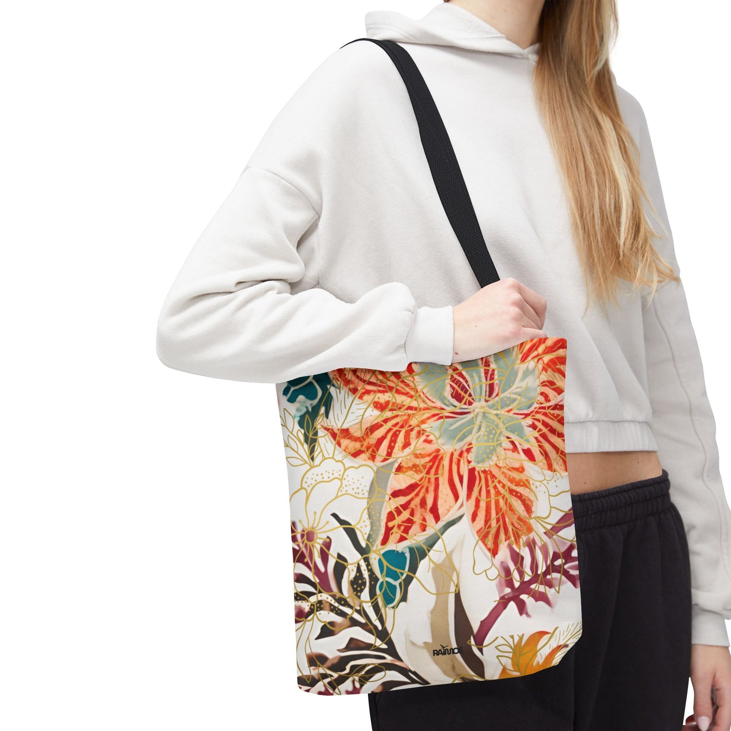 Bolso tote floral color castaño rojizo