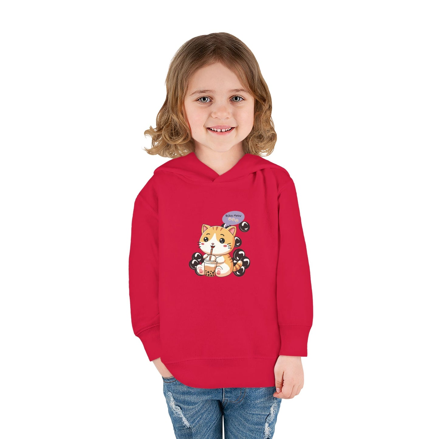 Kitten Bubble Tea Toddler Fleece Hoodie