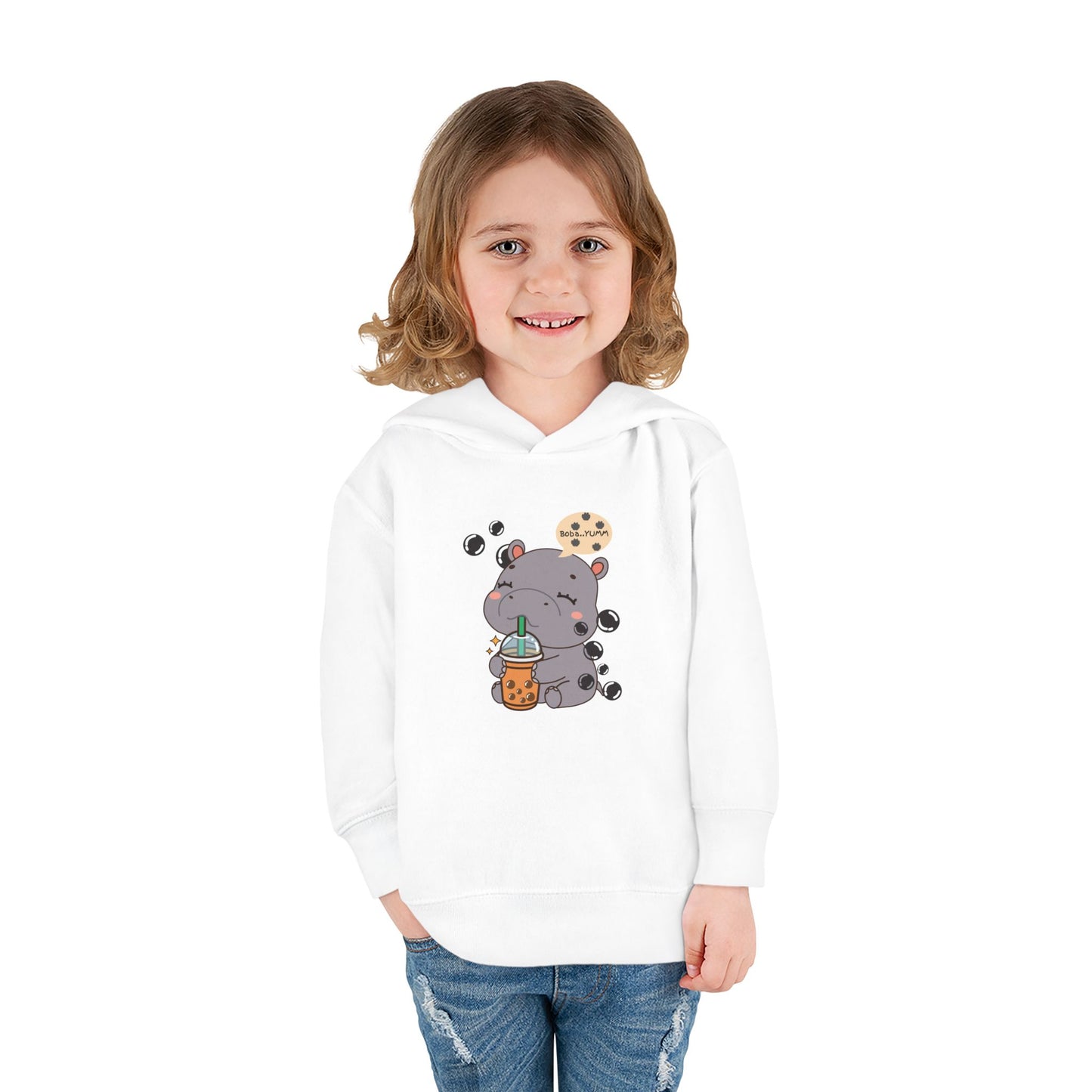 Hippo Bubble Tea Toddler Fleece Hoodie