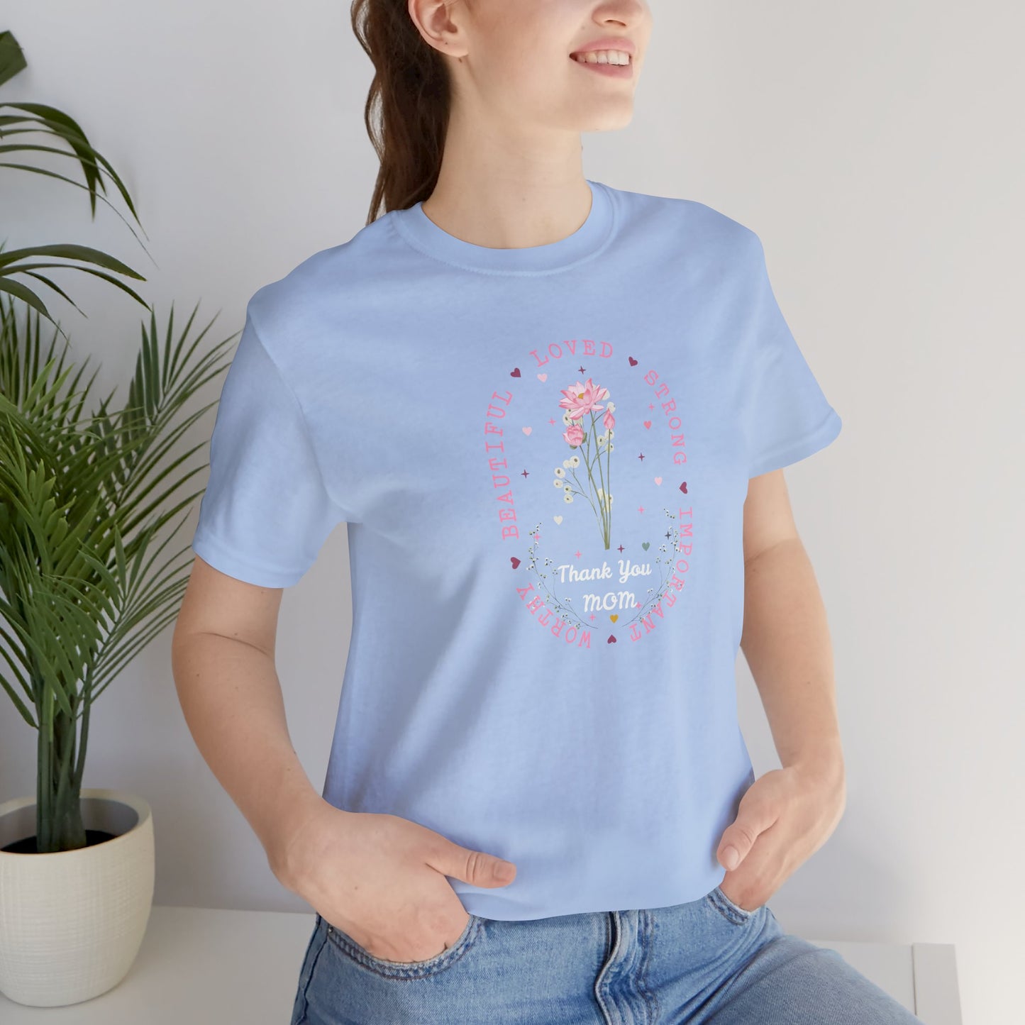 Mom Strength Pink Flower Graphic Tee