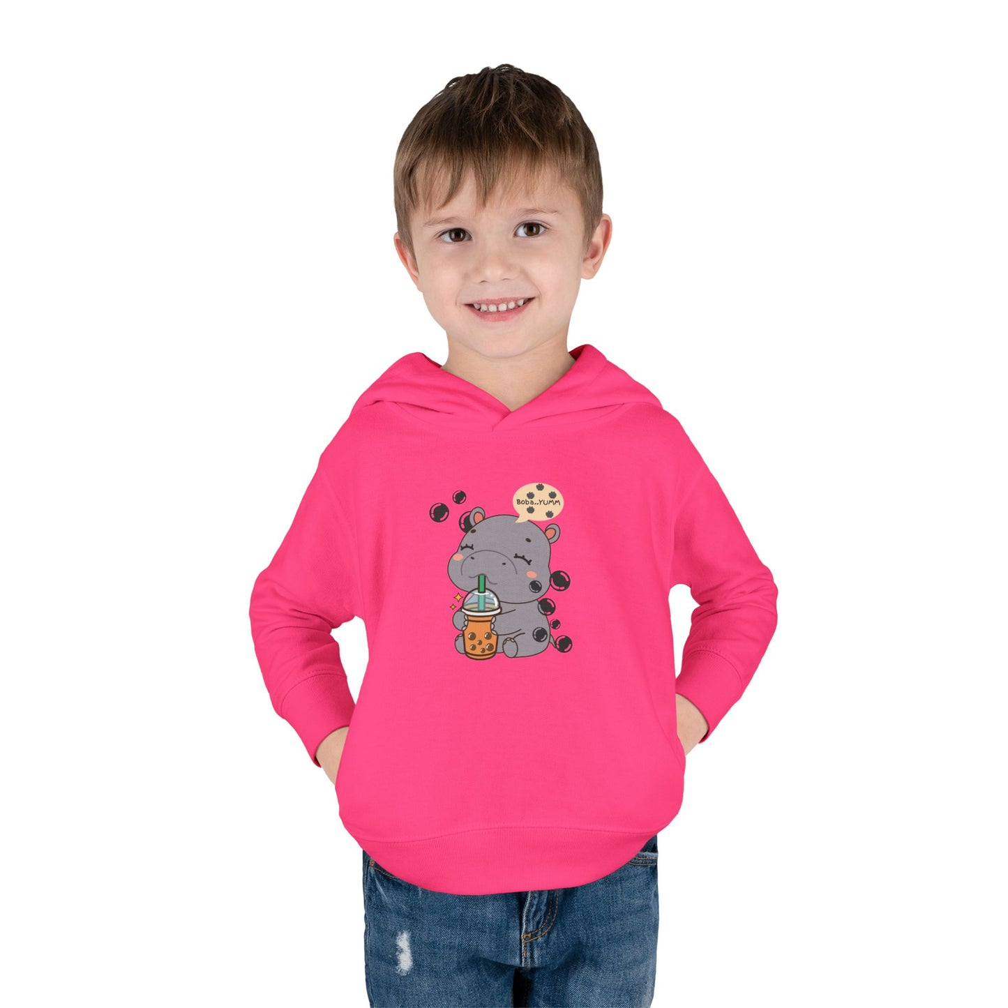 Hippo Bubble Tea Toddler Fleece Hoodie