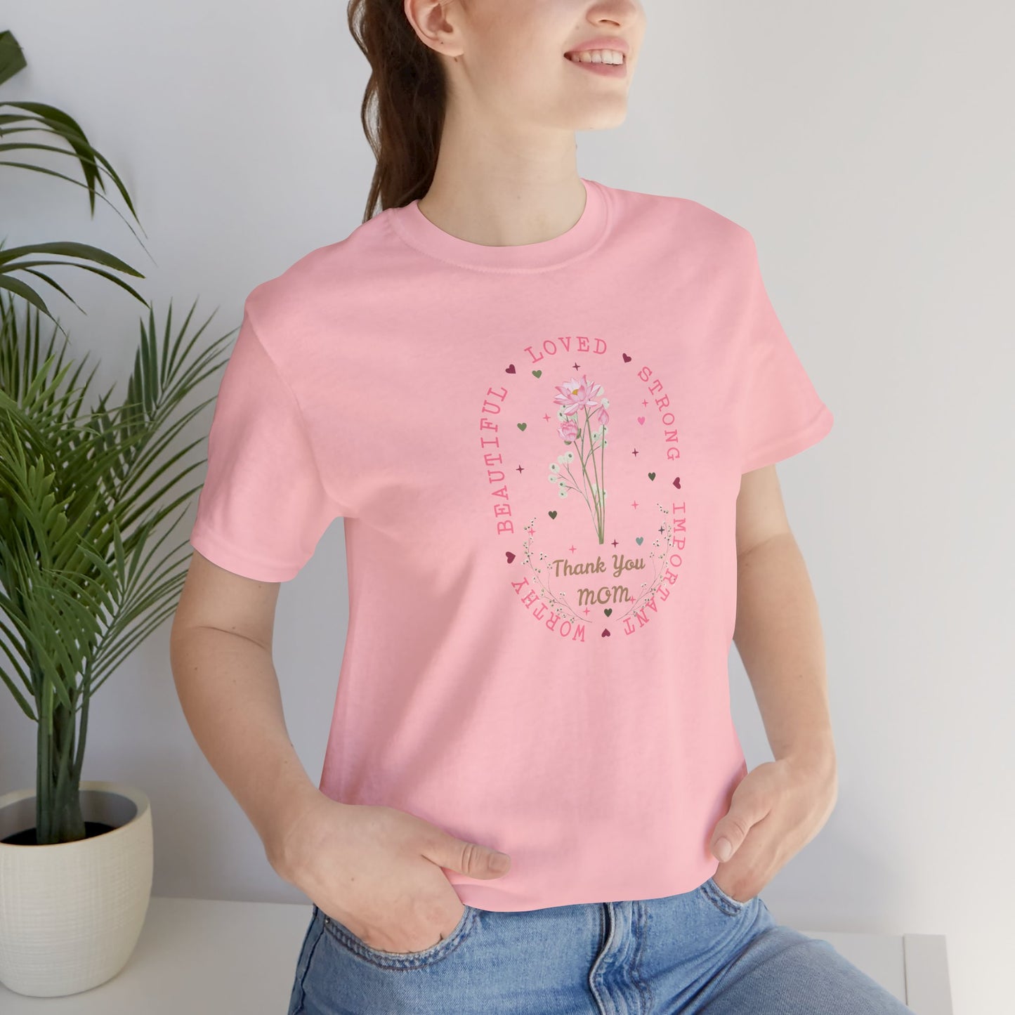 Mom Strength Pink Flower Graphic Tee