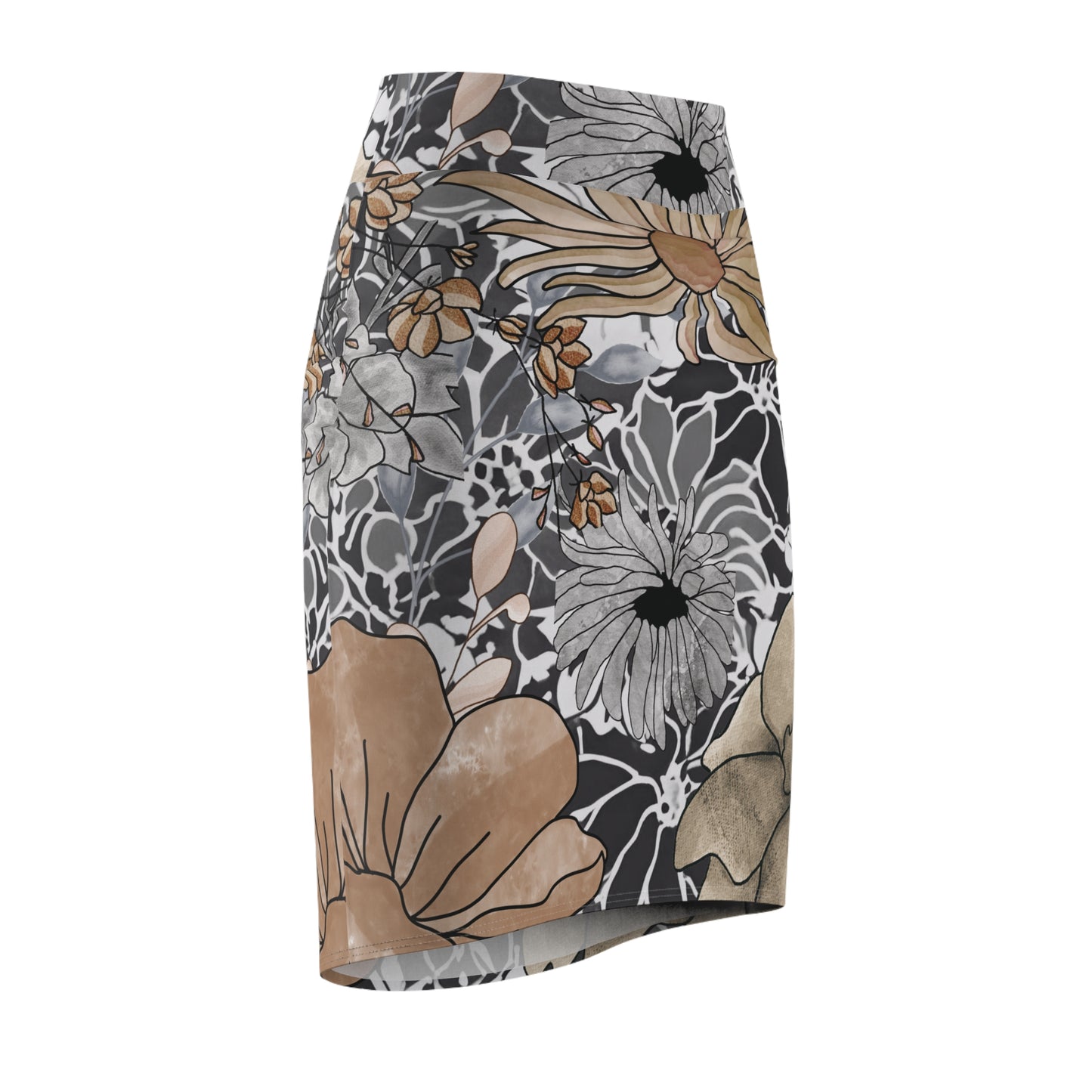Falda tubo rústica con estampado floral para mujer