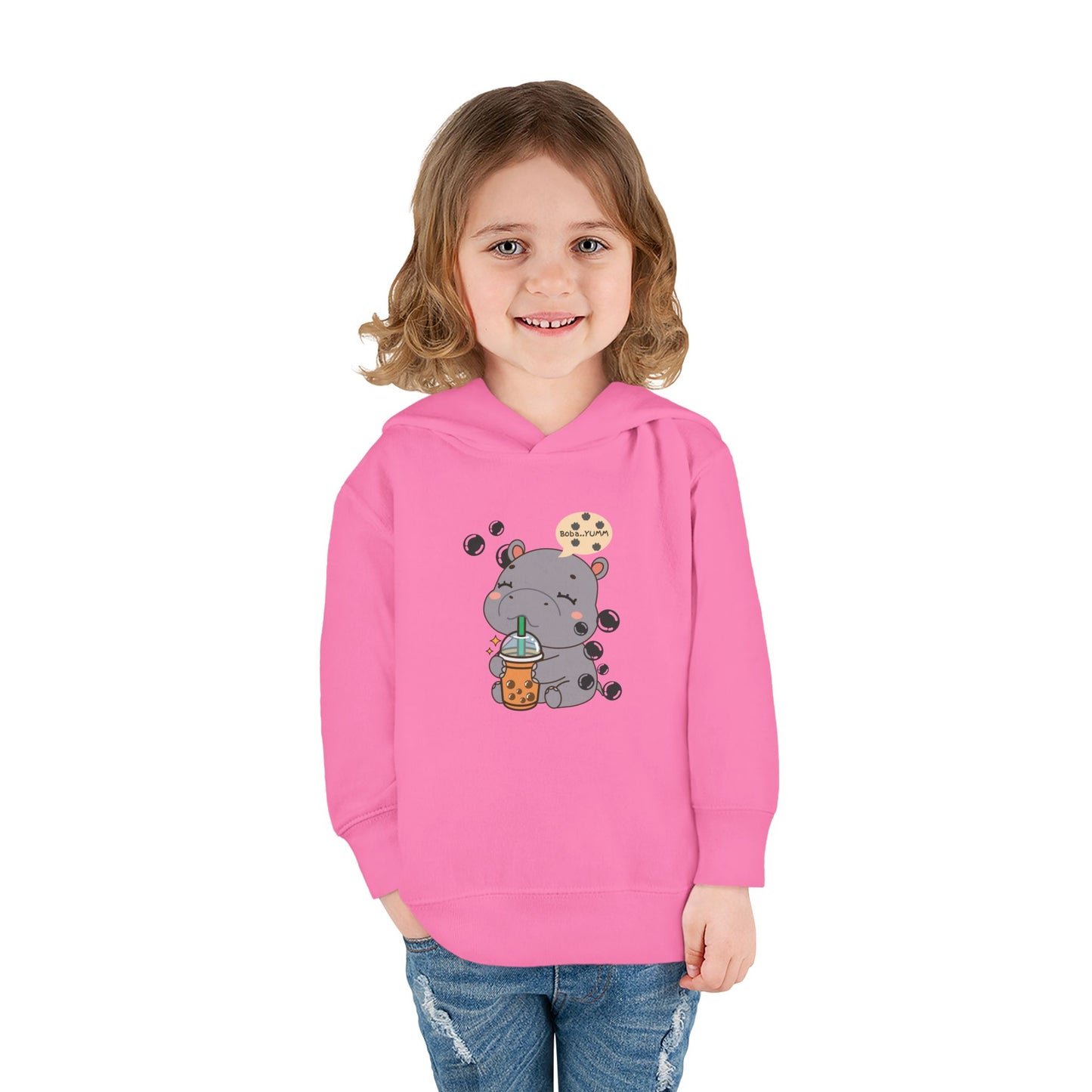 Hippo Bubble Tea Toddler Fleece Hoodie
