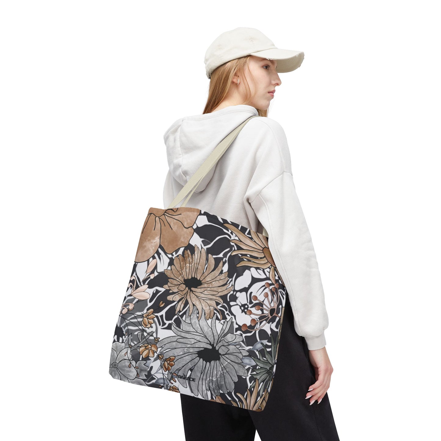 Bolsa de mano rústica con flores