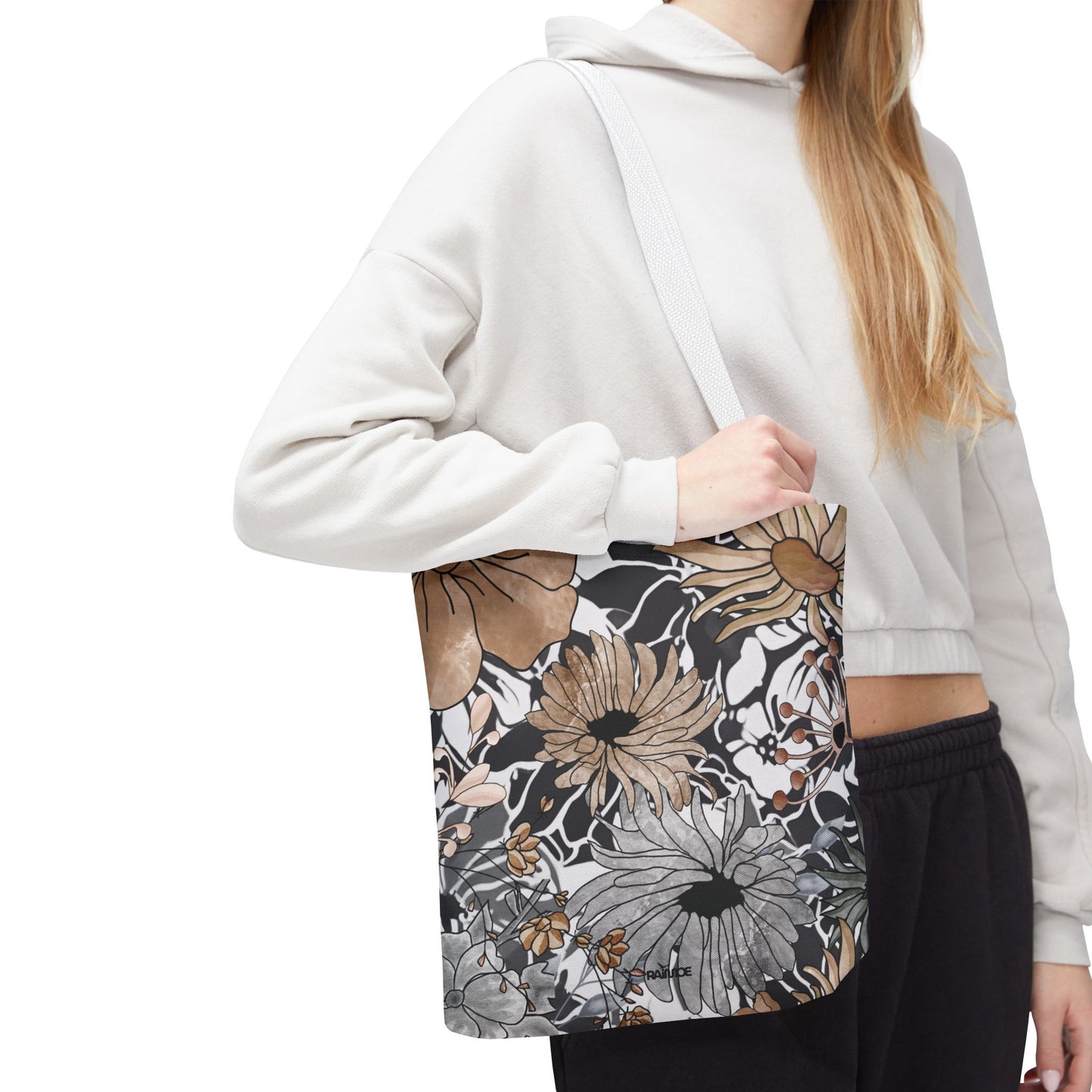 Bolsa de mano rústica con flores