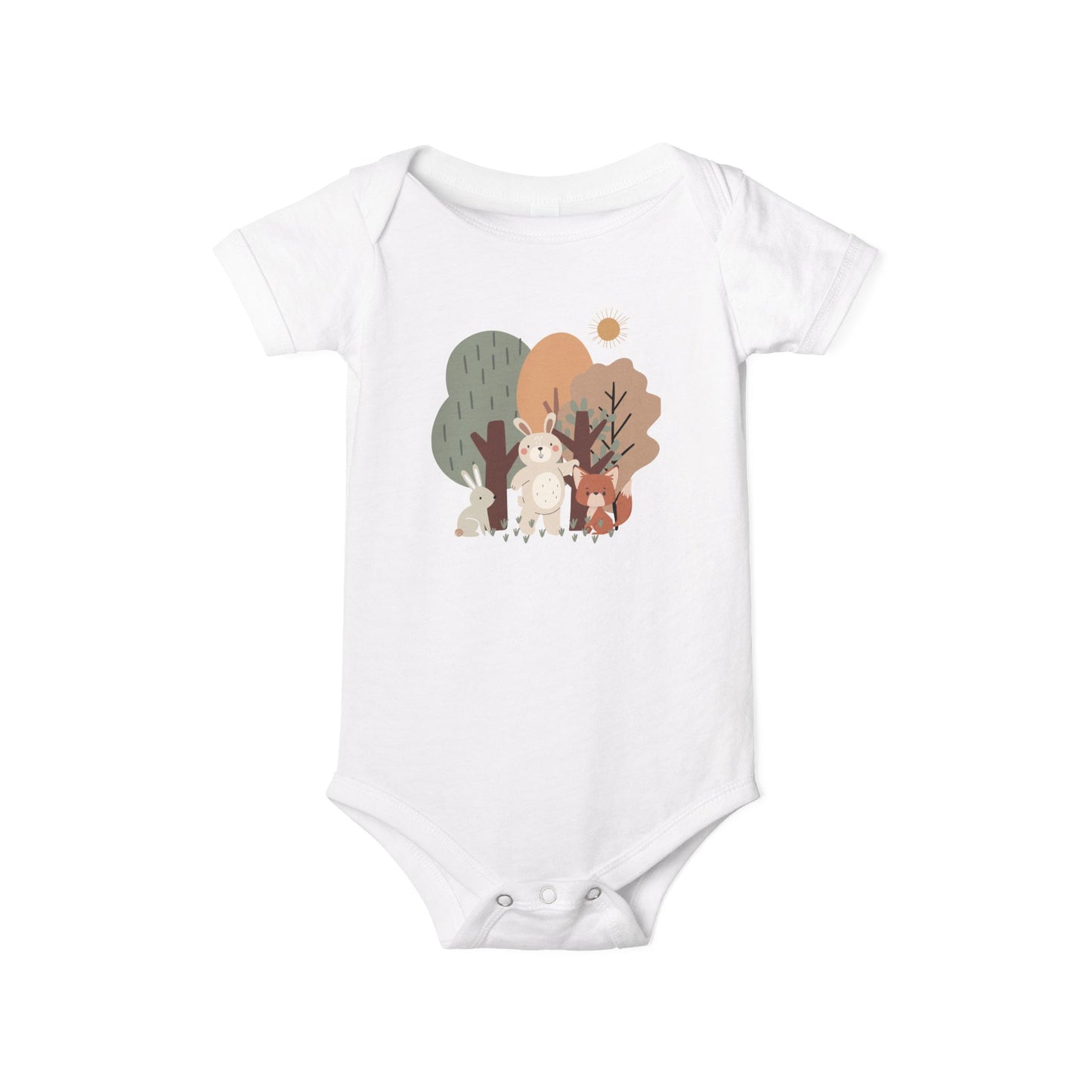 Woodland Animal Short-Sleeve Bodysuit