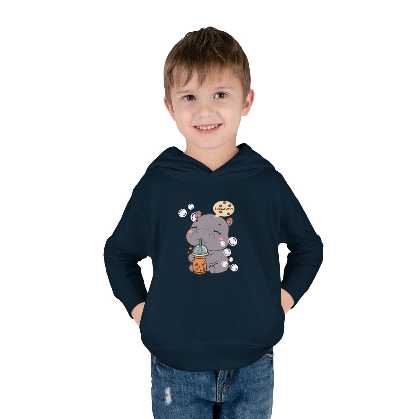 Hippo Bubble Tea Toddler Fleece Hoodie