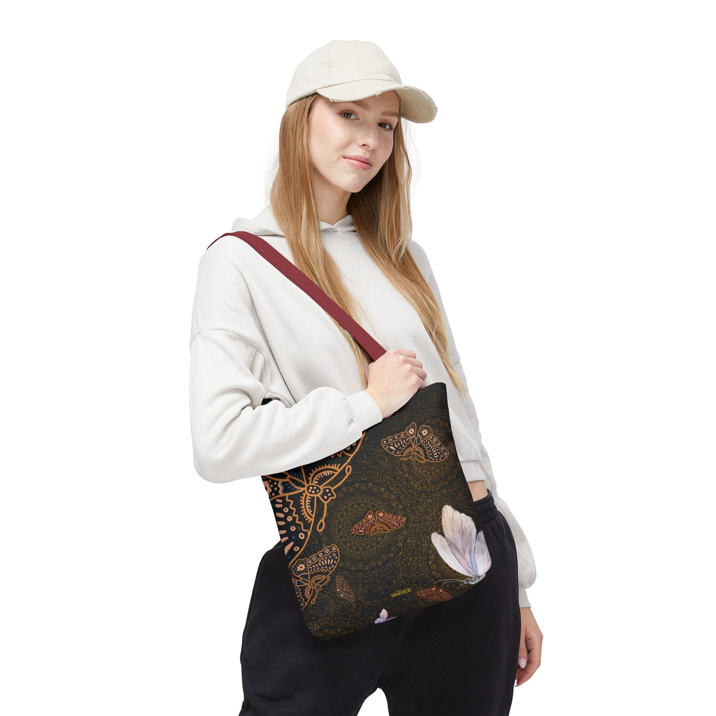 Bolsa de mano con mariposas en espiral