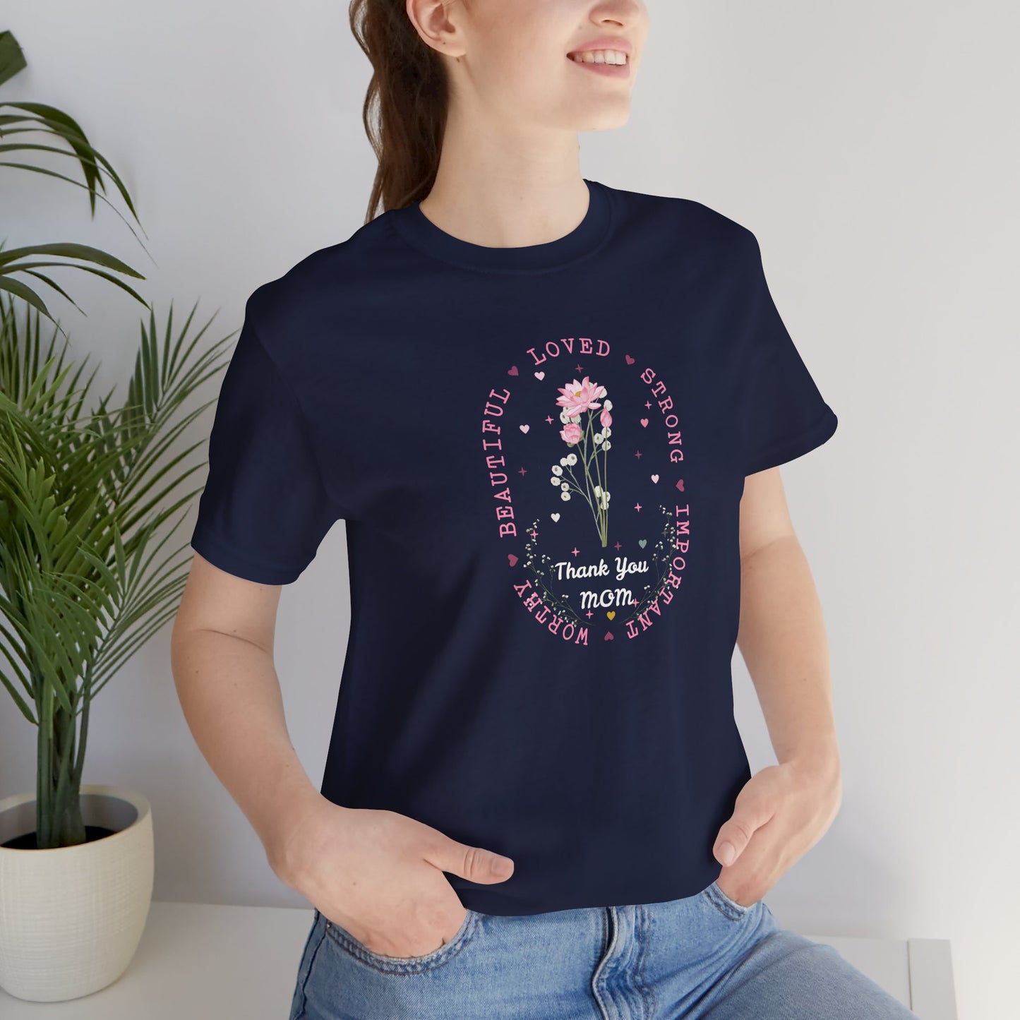 Mom Strength Pink Flower Graphic Tee