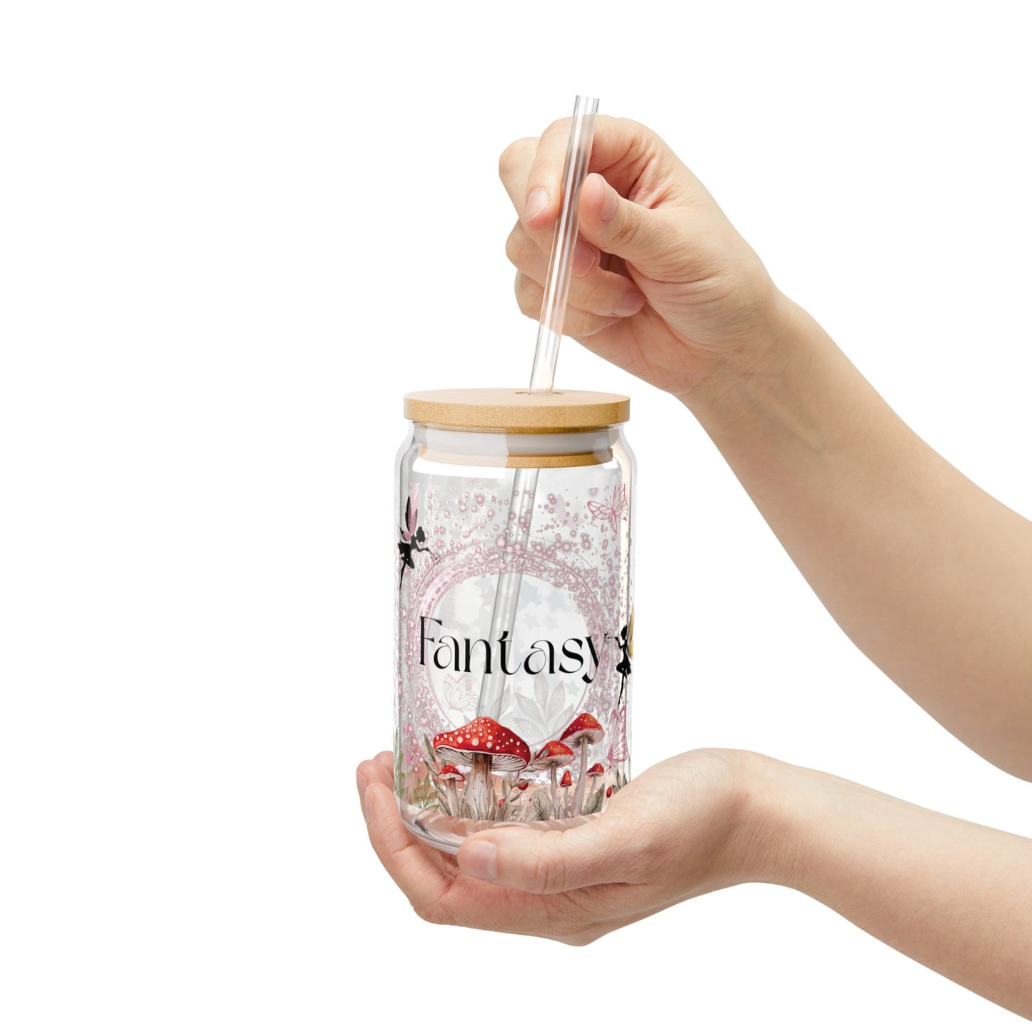 Fantasy Sipper Glass Cup with Lid - 16oz