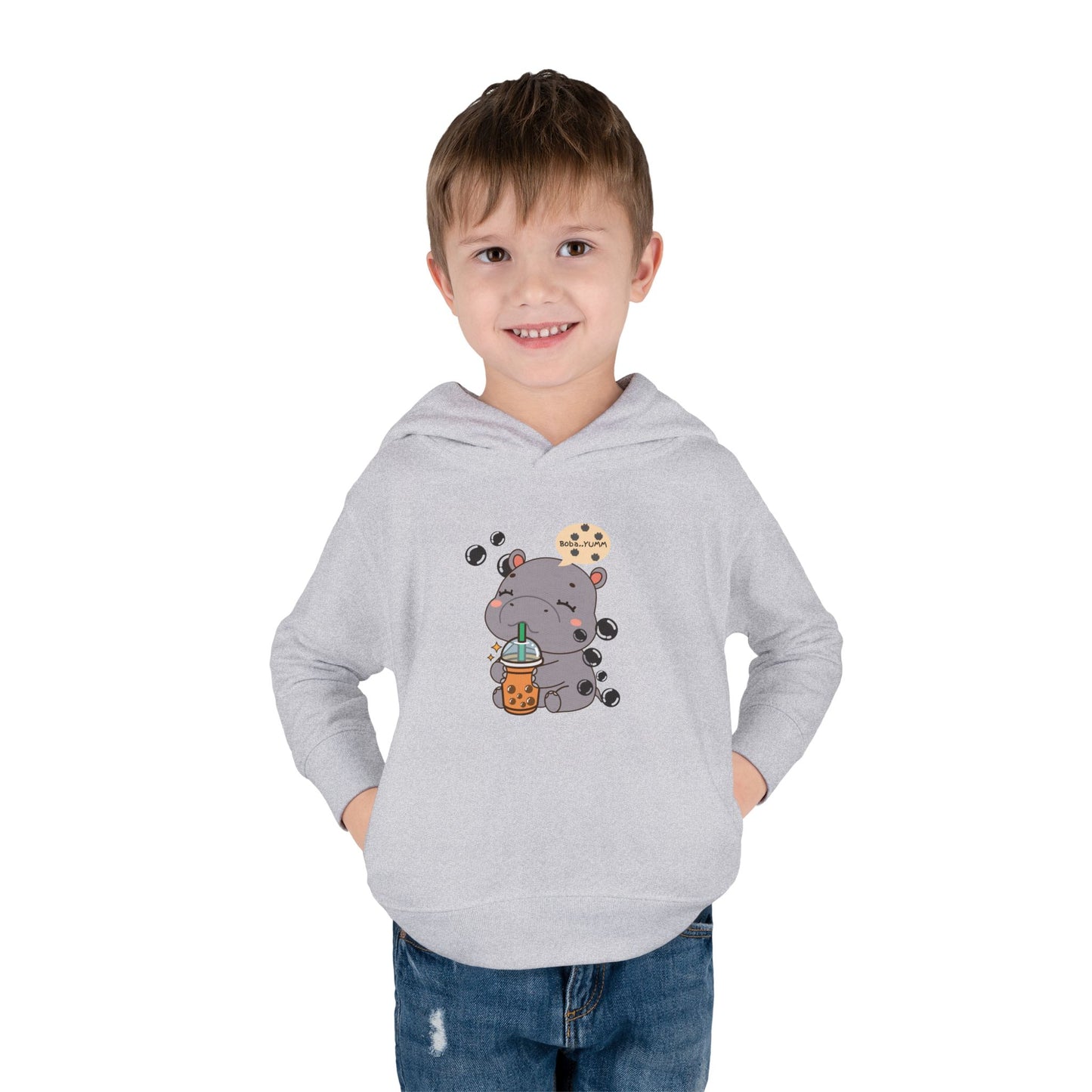 Hippo Bubble Tea Toddler Fleece Hoodie
