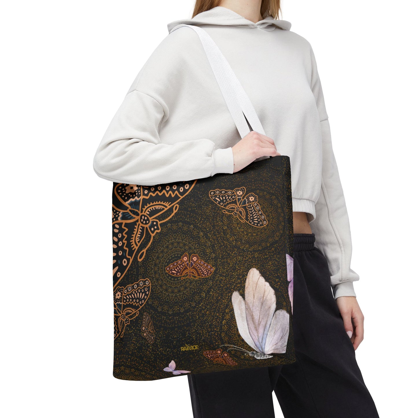 Bolsa de mano con mariposas en espiral