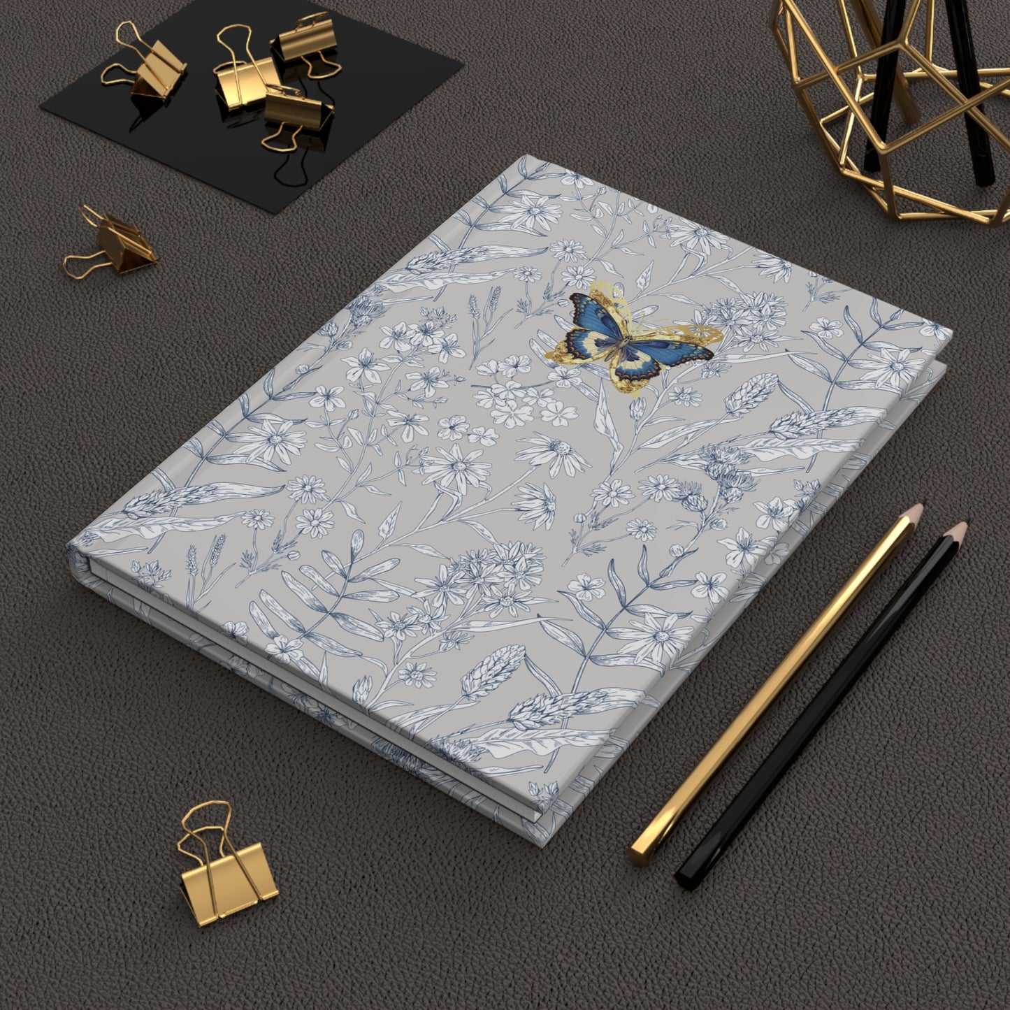 Elegant Floral Hardcover Journal with Butterfly Design (5.75" x 8")