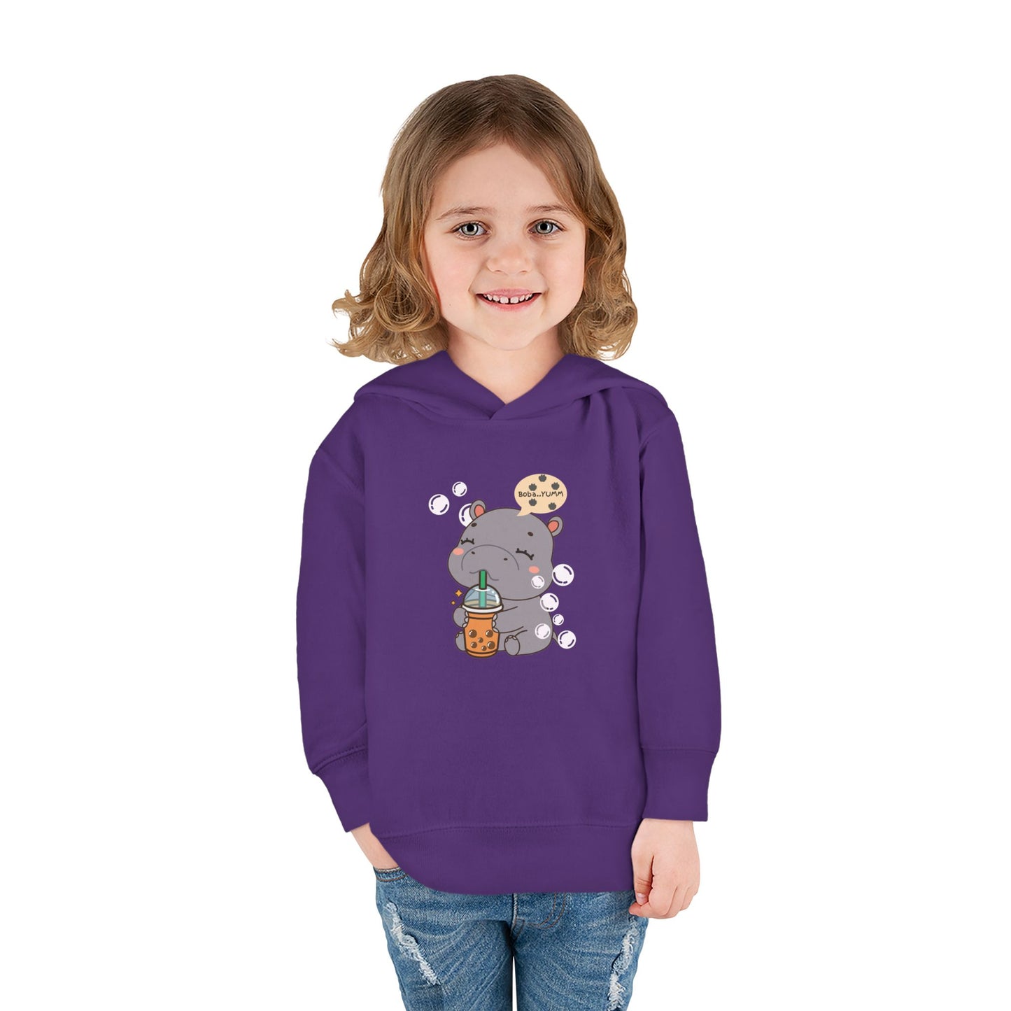 Hippo Bubble Tea Toddler Fleece Hoodie