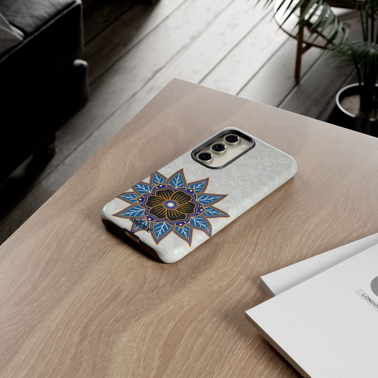 Blue Bloom - Funda resistente para Samsung Galaxy (brillante)