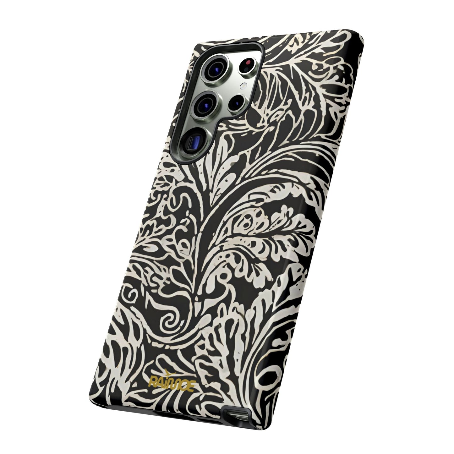 Funda resistente con diseño de hoja y brillo para Samsung Galaxy