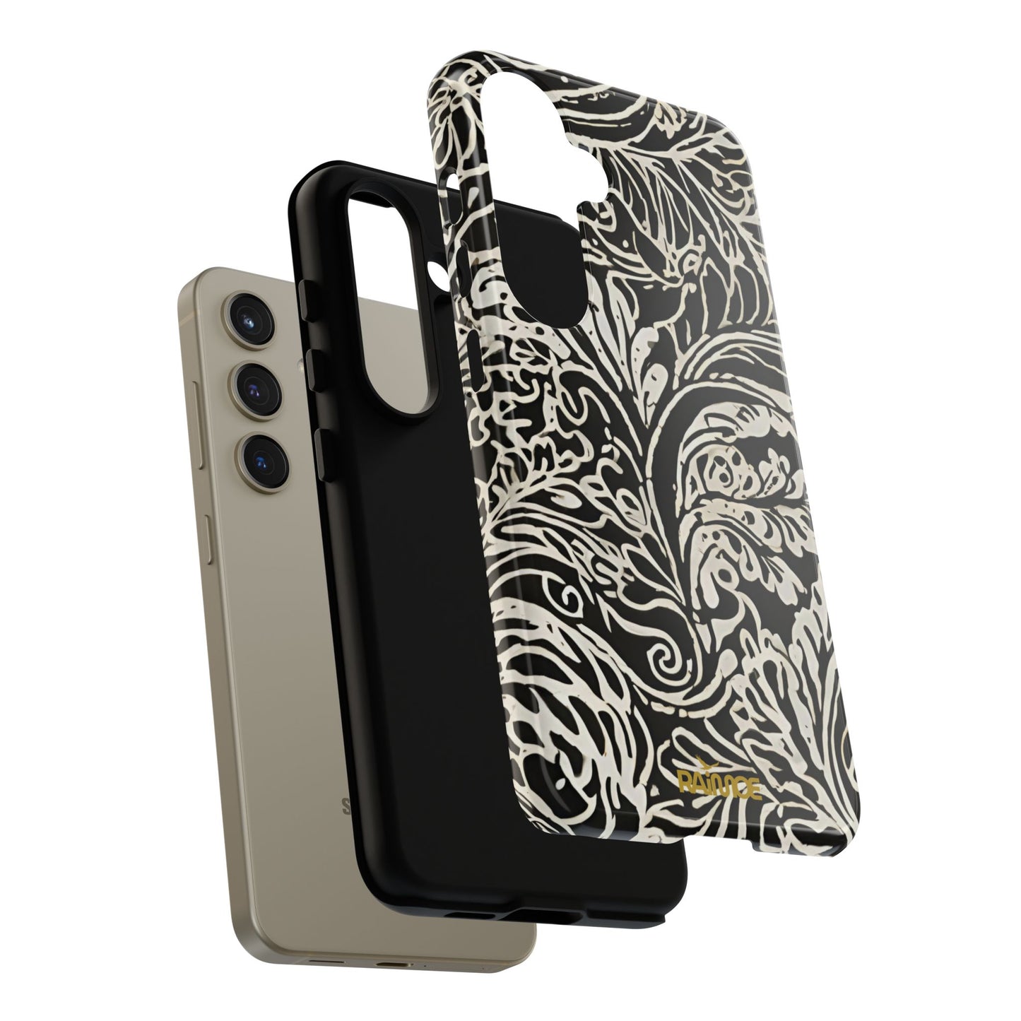 Funda resistente con diseño de hoja y brillo para Samsung Galaxy