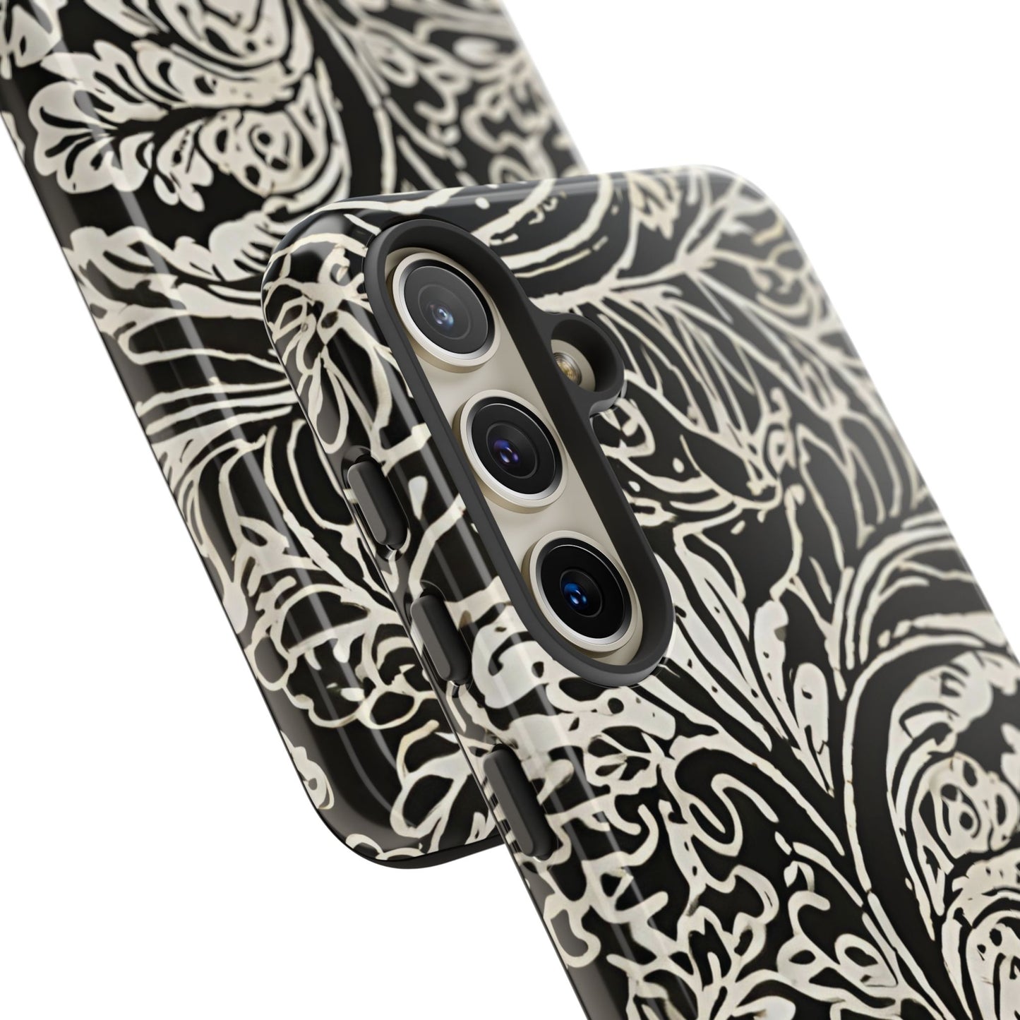 Funda resistente con diseño de hoja y brillo para Samsung Galaxy