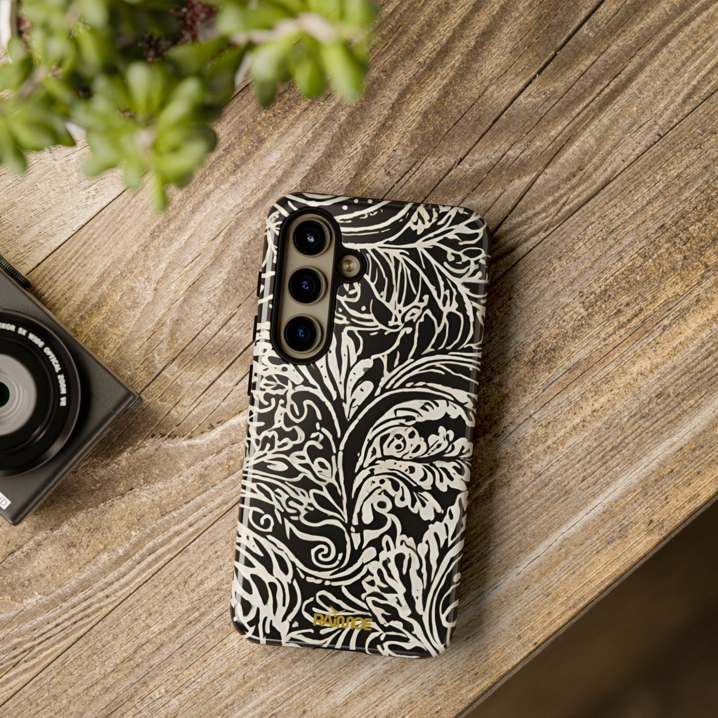Funda resistente con diseño de hoja y brillo para Samsung Galaxy