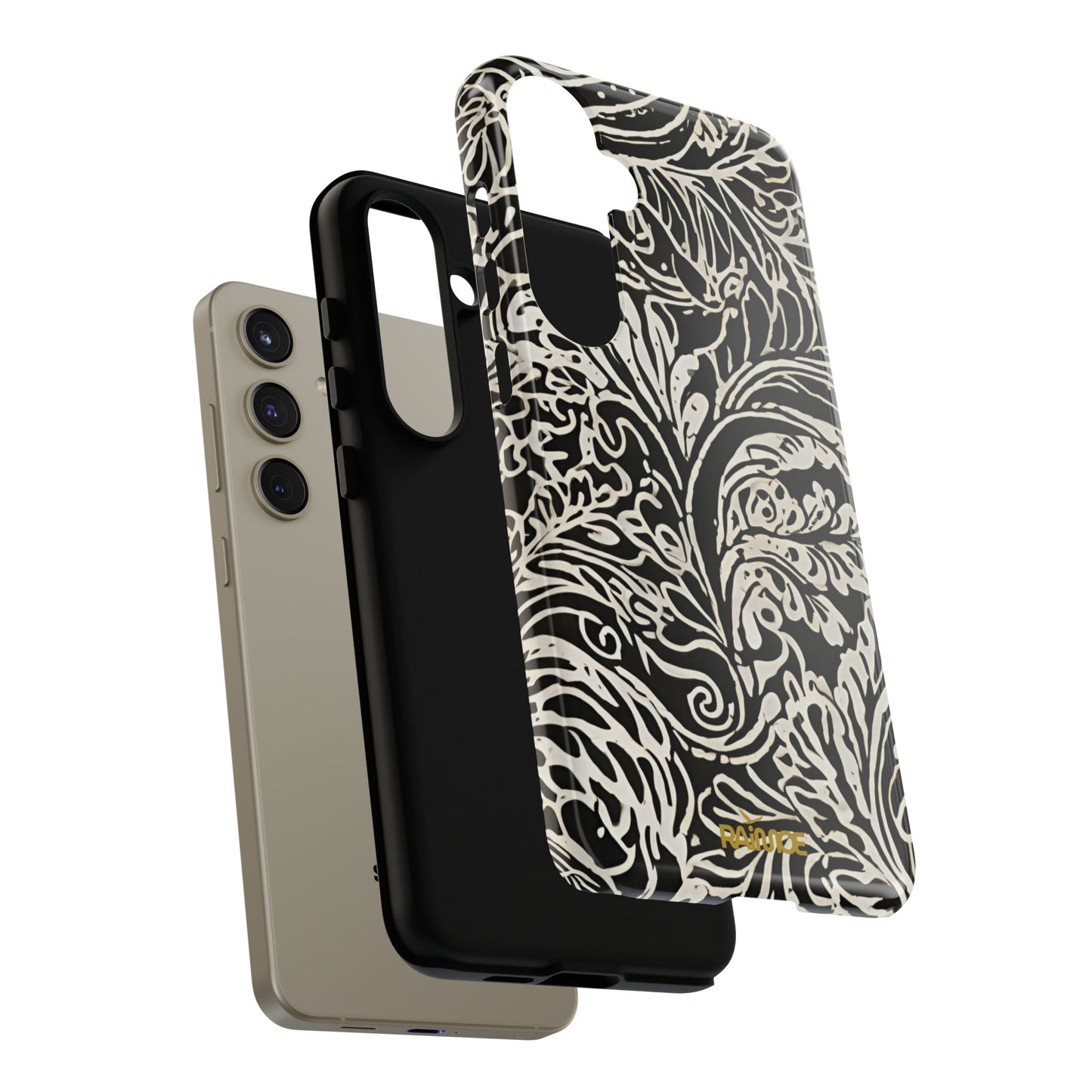 Funda resistente con diseño de hoja y brillo para Samsung Galaxy