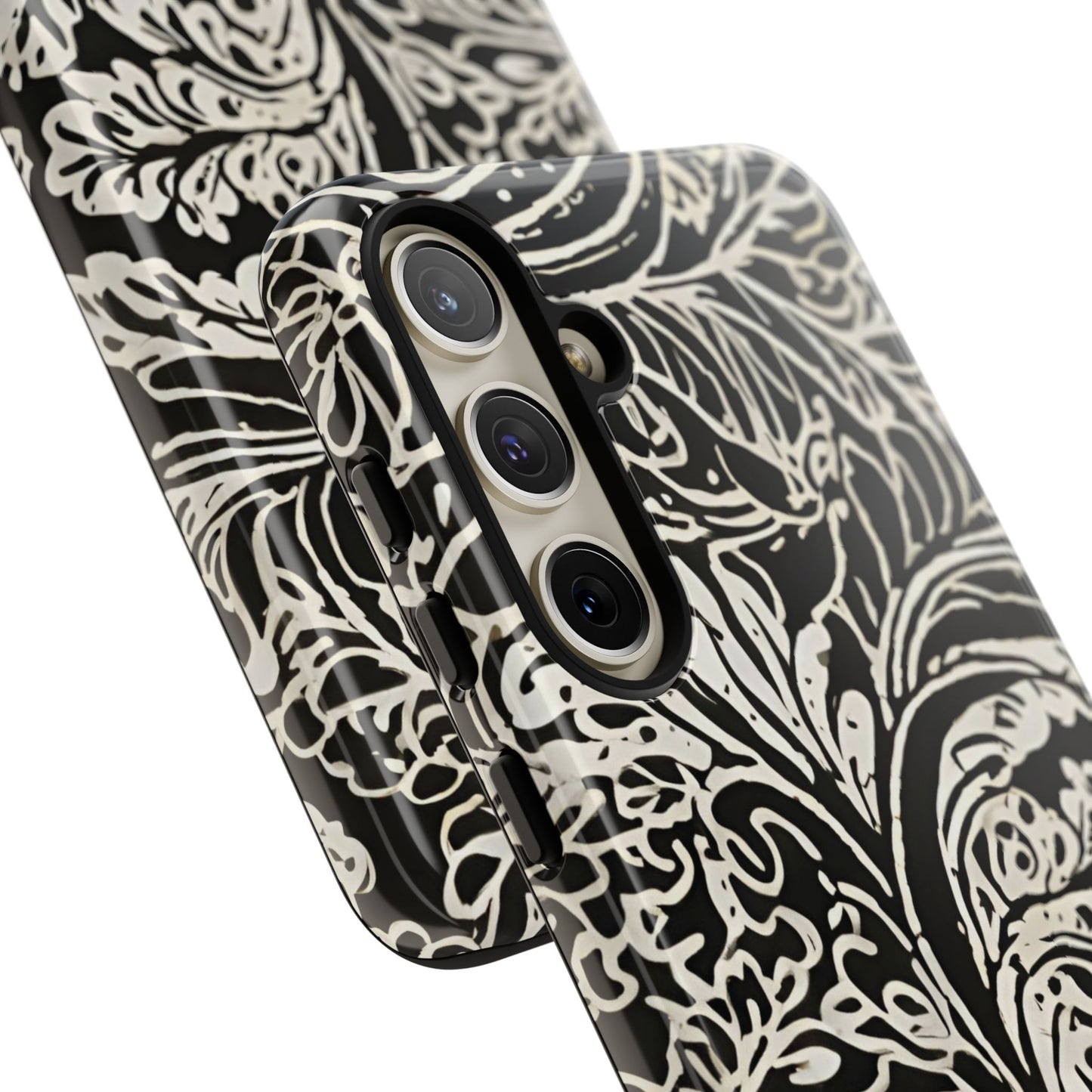 Funda resistente con diseño de hoja y brillo para Samsung Galaxy