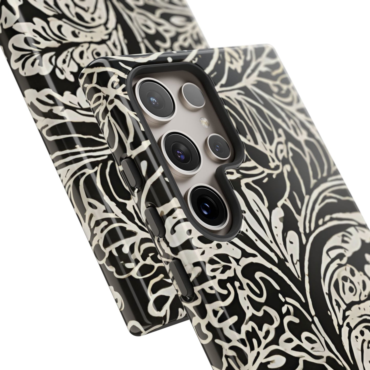 Funda resistente con diseño de hoja y brillo para Samsung Galaxy
