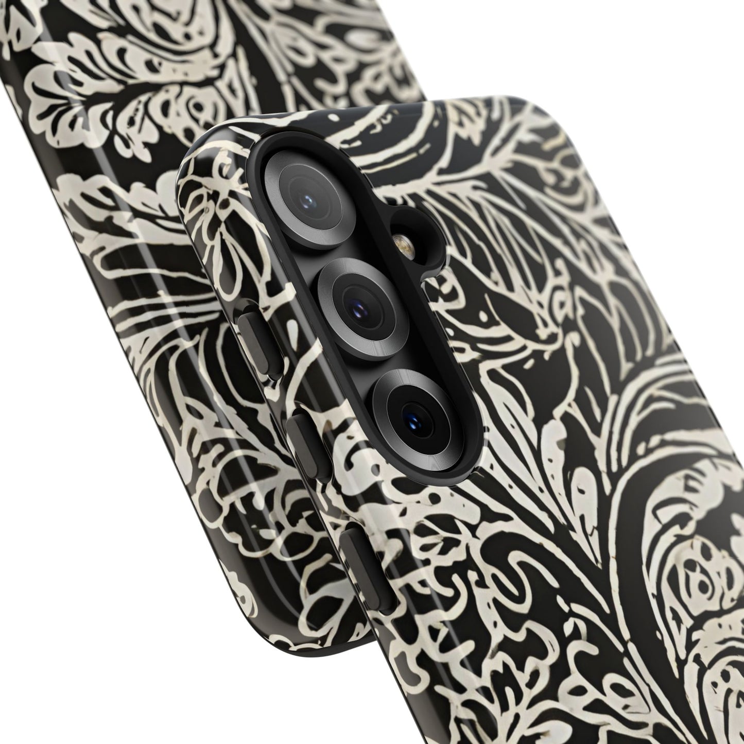 Funda resistente con diseño de hoja y brillo para Samsung Galaxy
