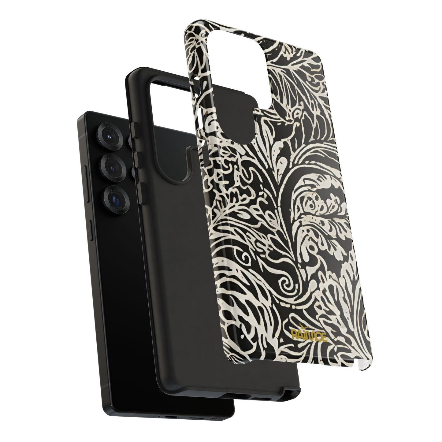 Funda resistente con diseño de hoja y brillo para Samsung Galaxy