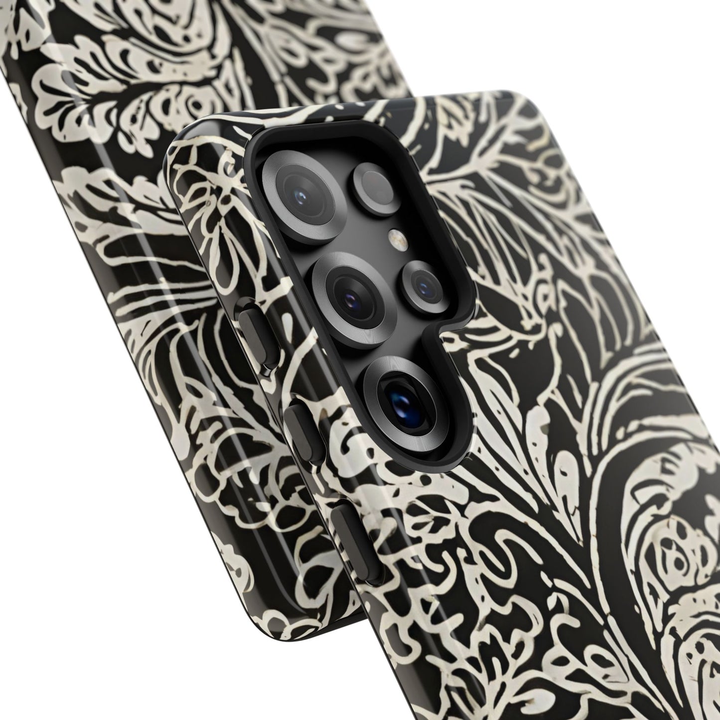 Funda resistente con diseño de hoja y brillo para Samsung Galaxy