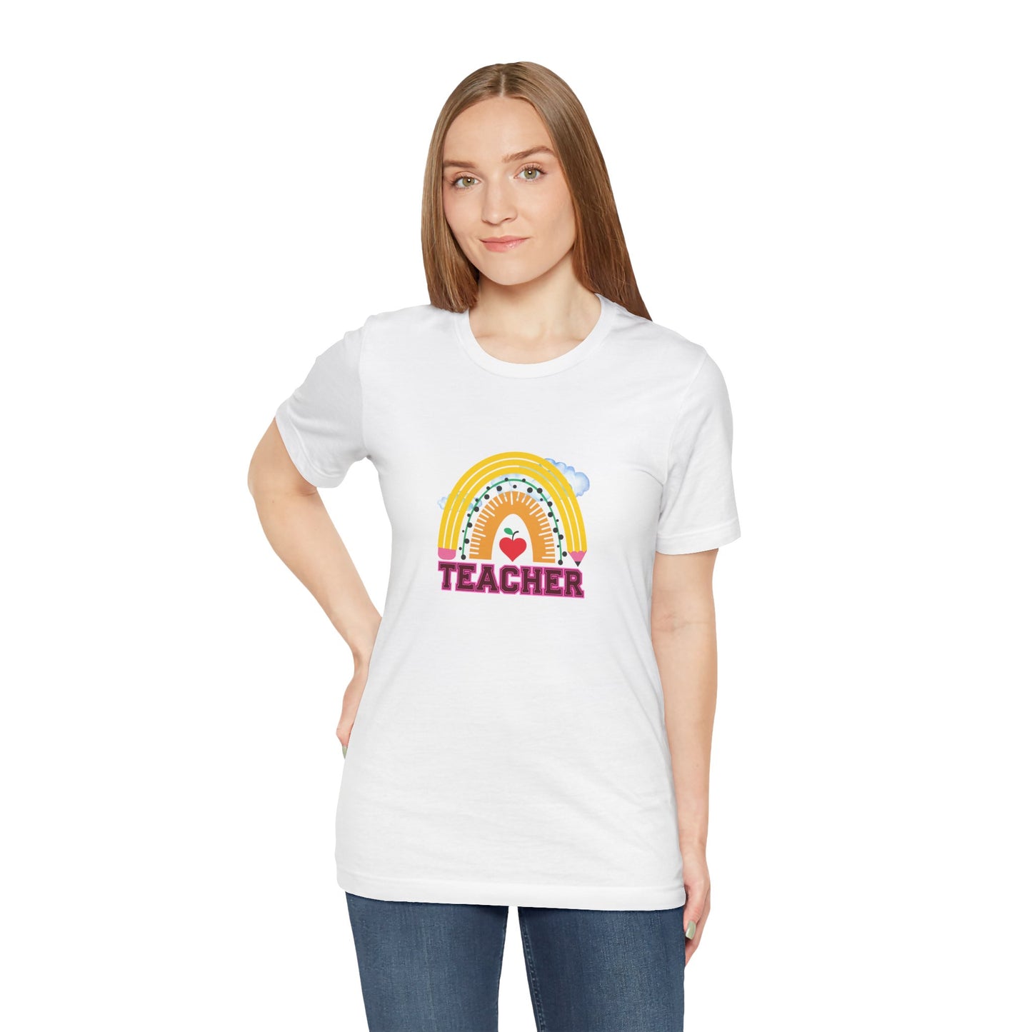 Rainbow Pencil Teacher Graphic T- Shirt