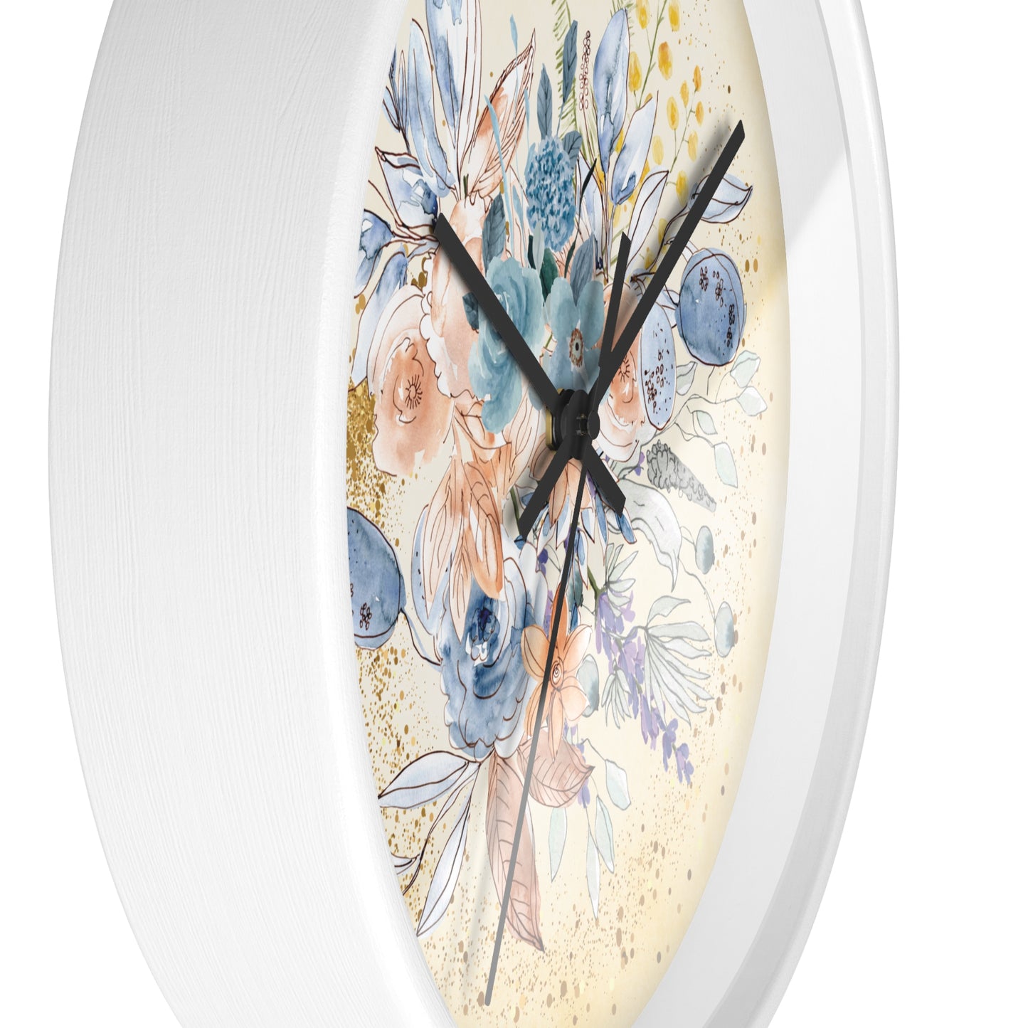 Yellow Gold Spring Floral Wall Clock