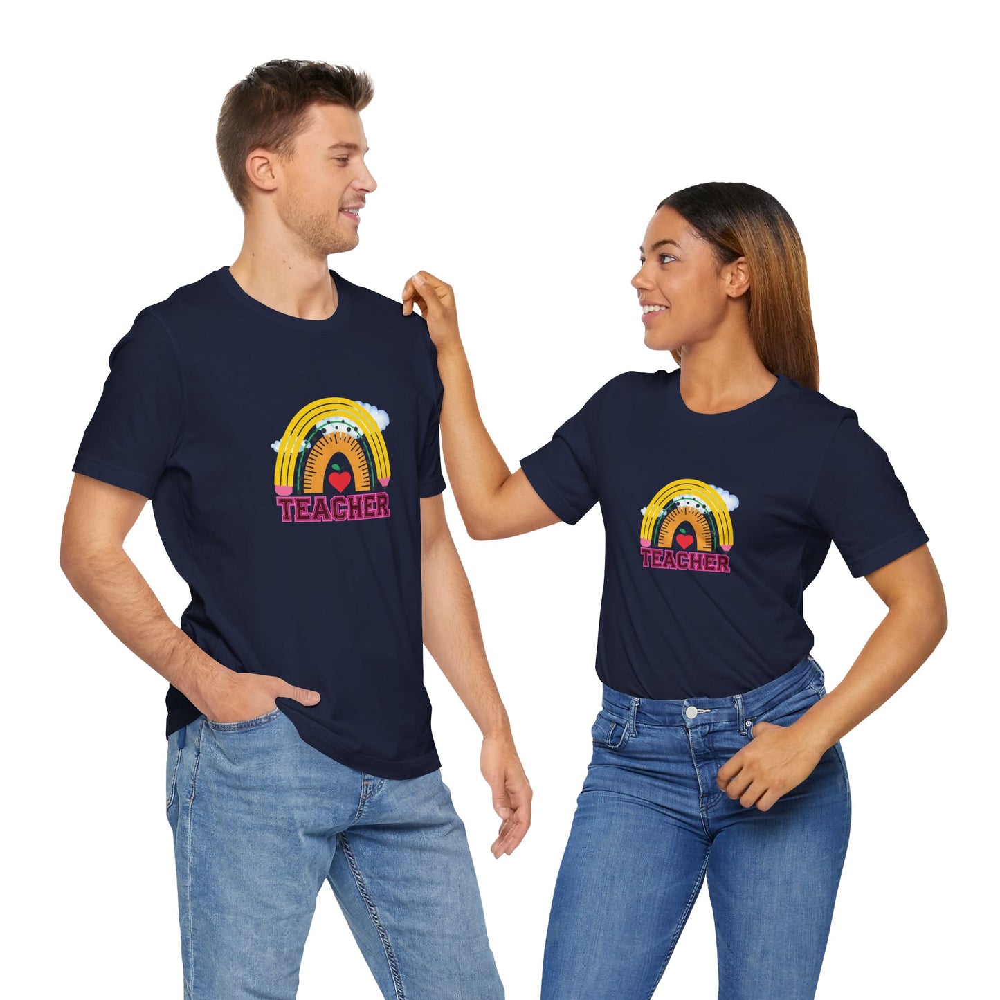 Rainbow Pencil Teacher Graphic T- Shirt