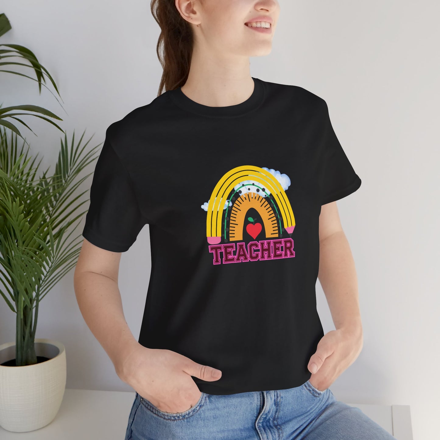 Rainbow Pencil Teacher Graphic T- Shirt
