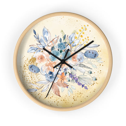 Yellow Gold Spring Floral Wall Clock
