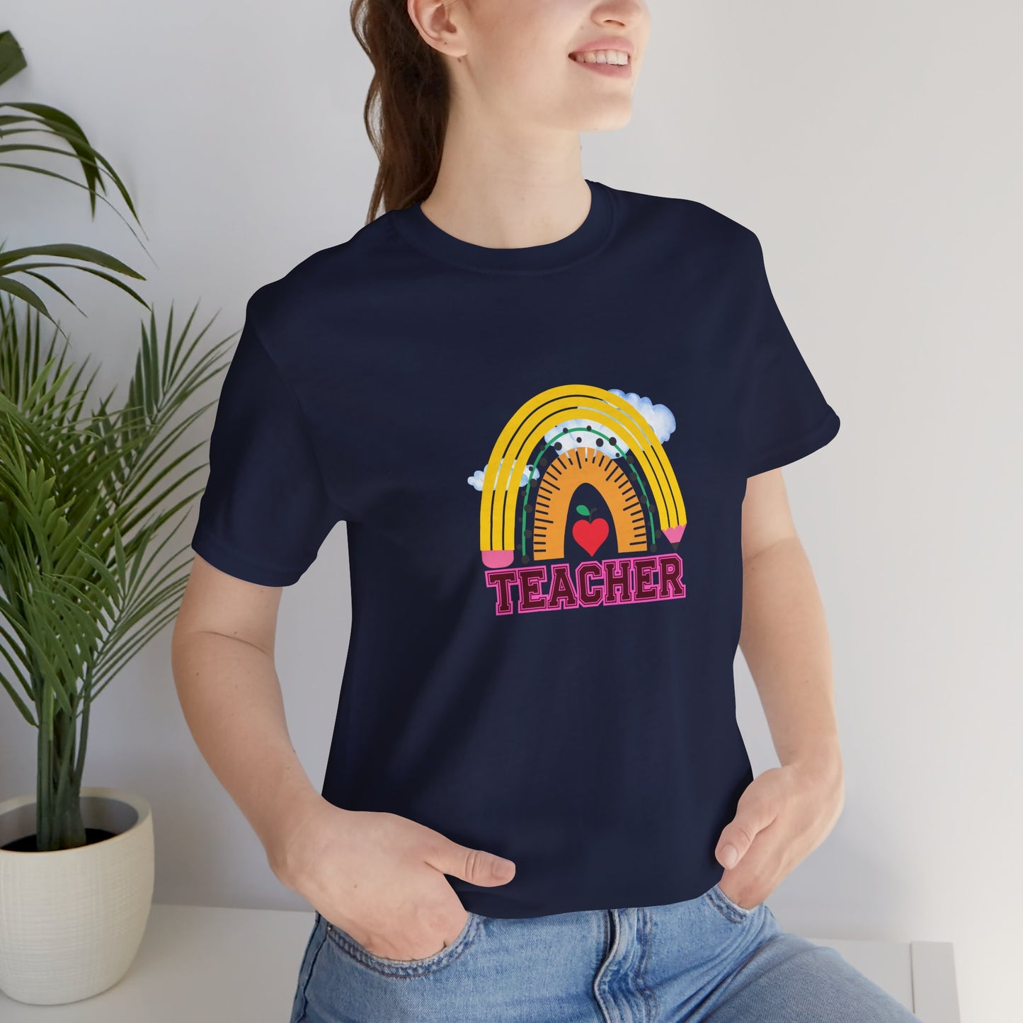 Rainbow Pencil Teacher Graphic T- Shirt