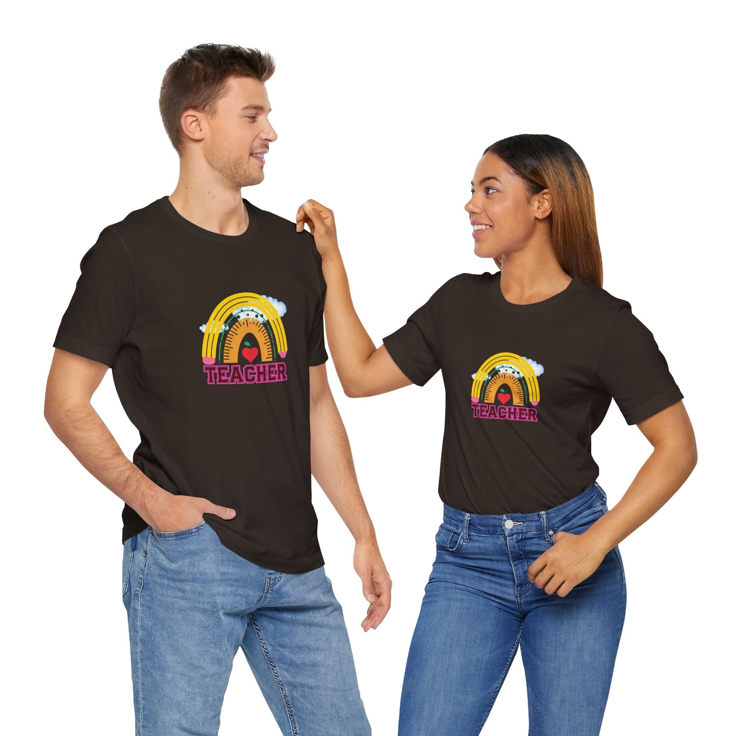 Rainbow Pencil Teacher Graphic T- Shirt