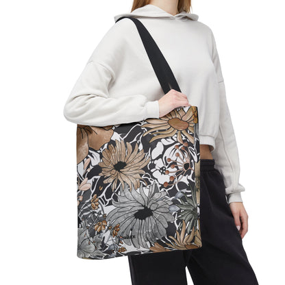 Bolsa de mano rústica con flores