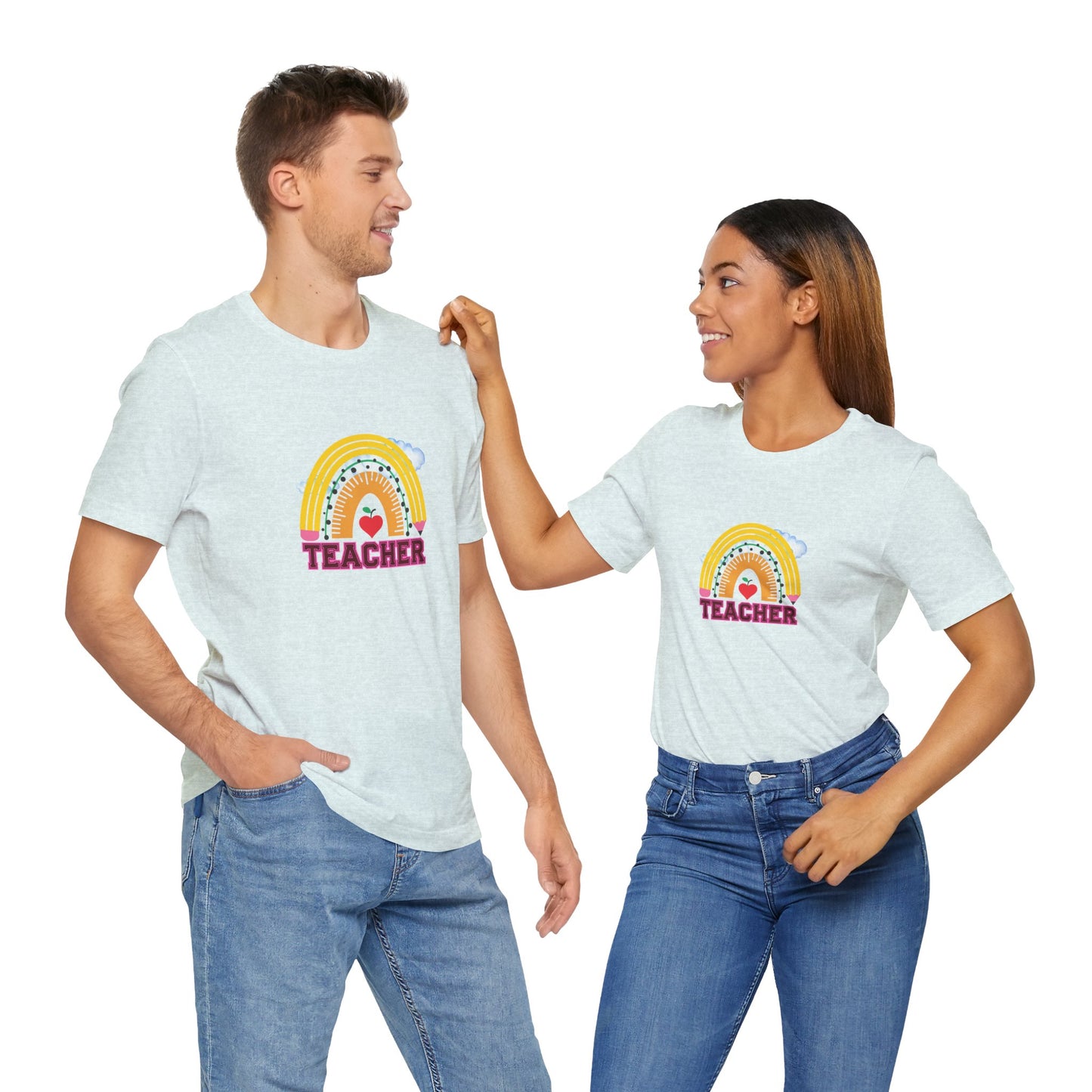Rainbow Pencil Teacher Graphic T- Shirt