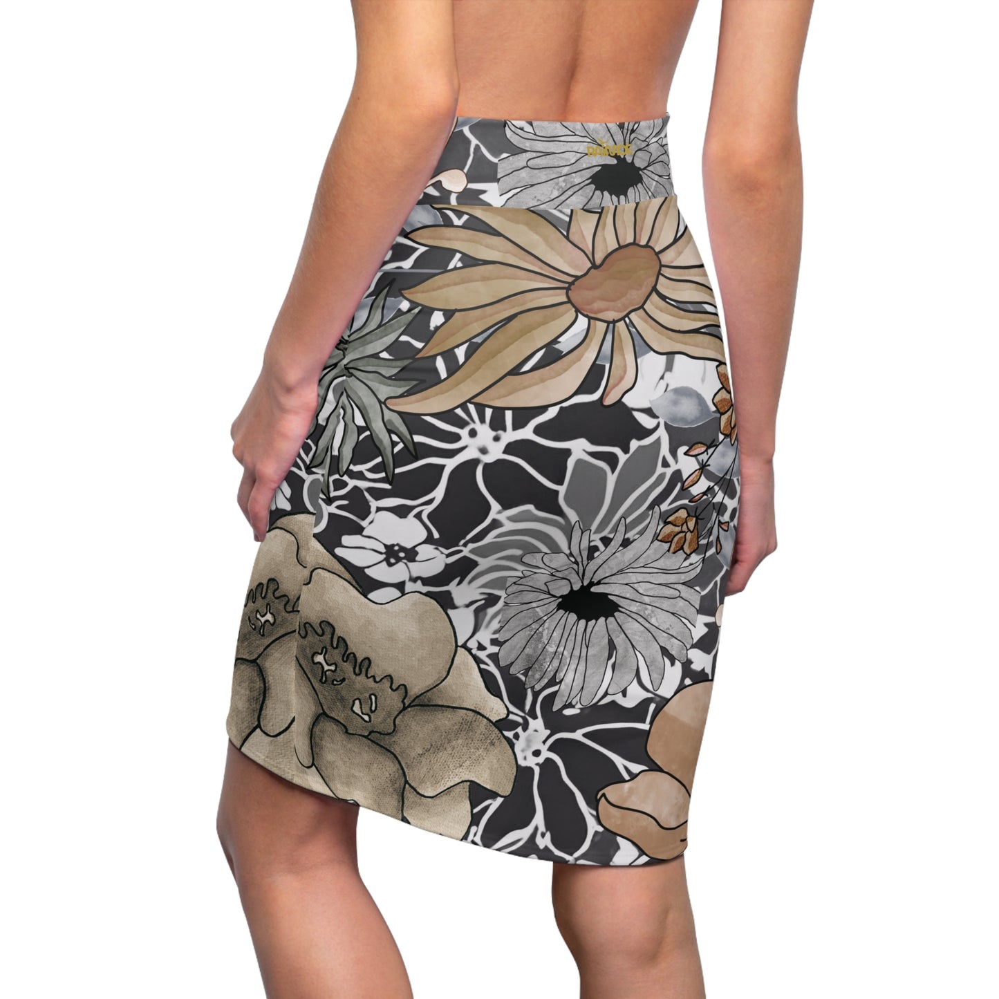 Falda tubo rústica con estampado floral para mujer