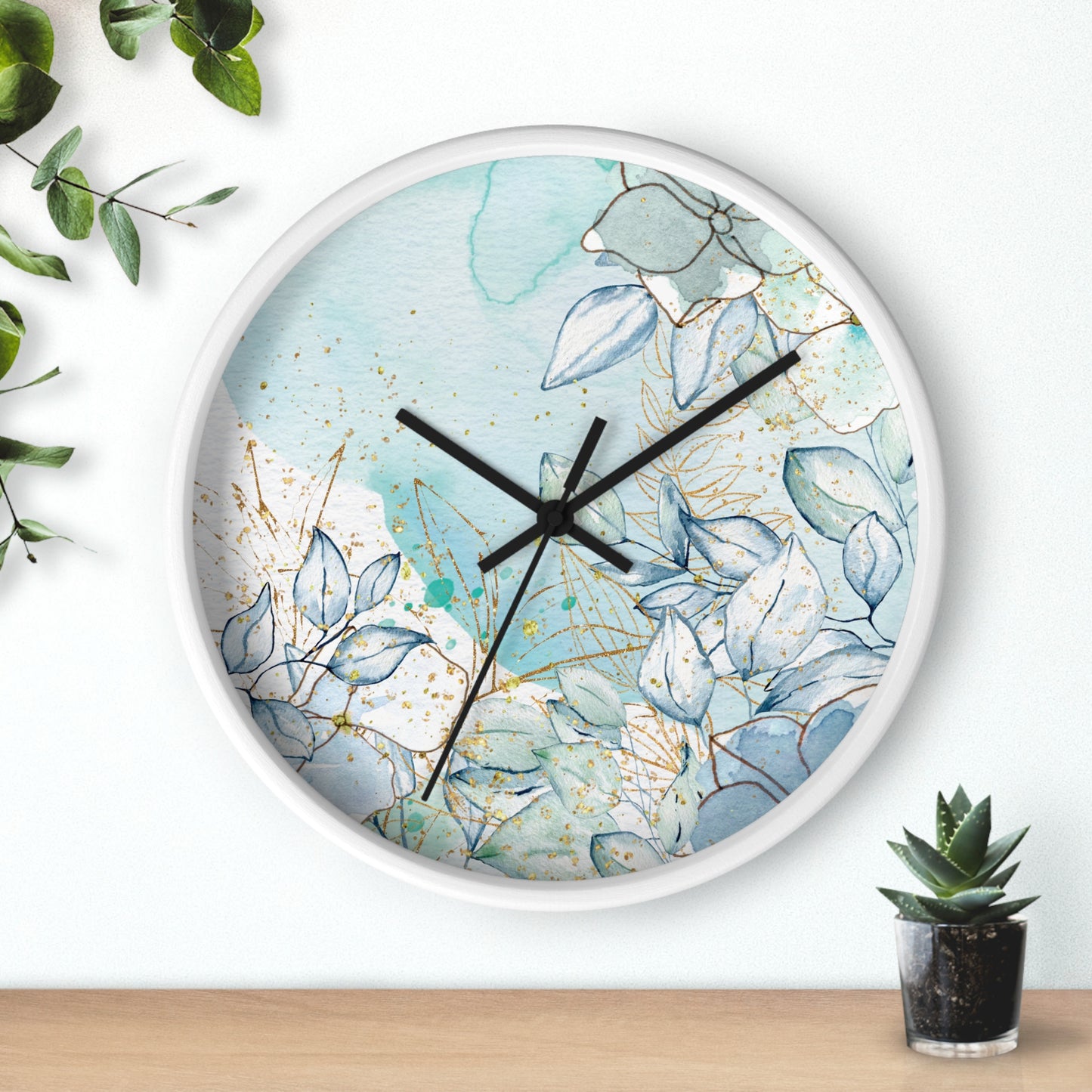 Watercolor Spring Floral Wall Clock