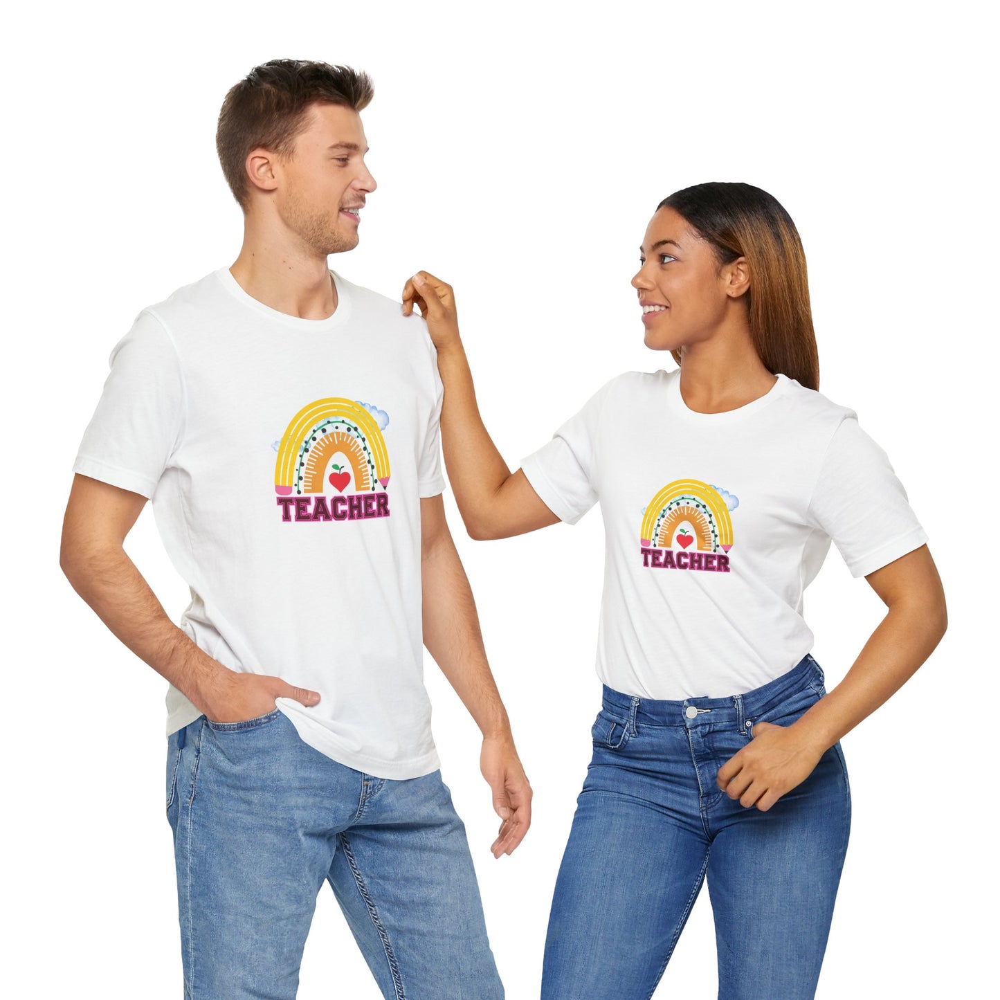 Rainbow Pencil Teacher Graphic T- Shirt
