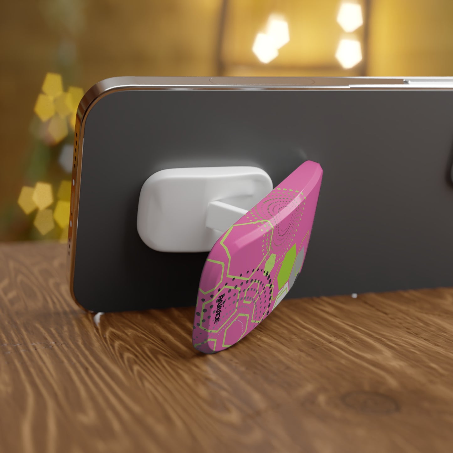 Agarre de clic para teléfono hexagonal rosa