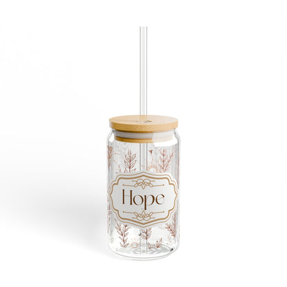 Hope Sipper Glass Cup with Lid - 16oz