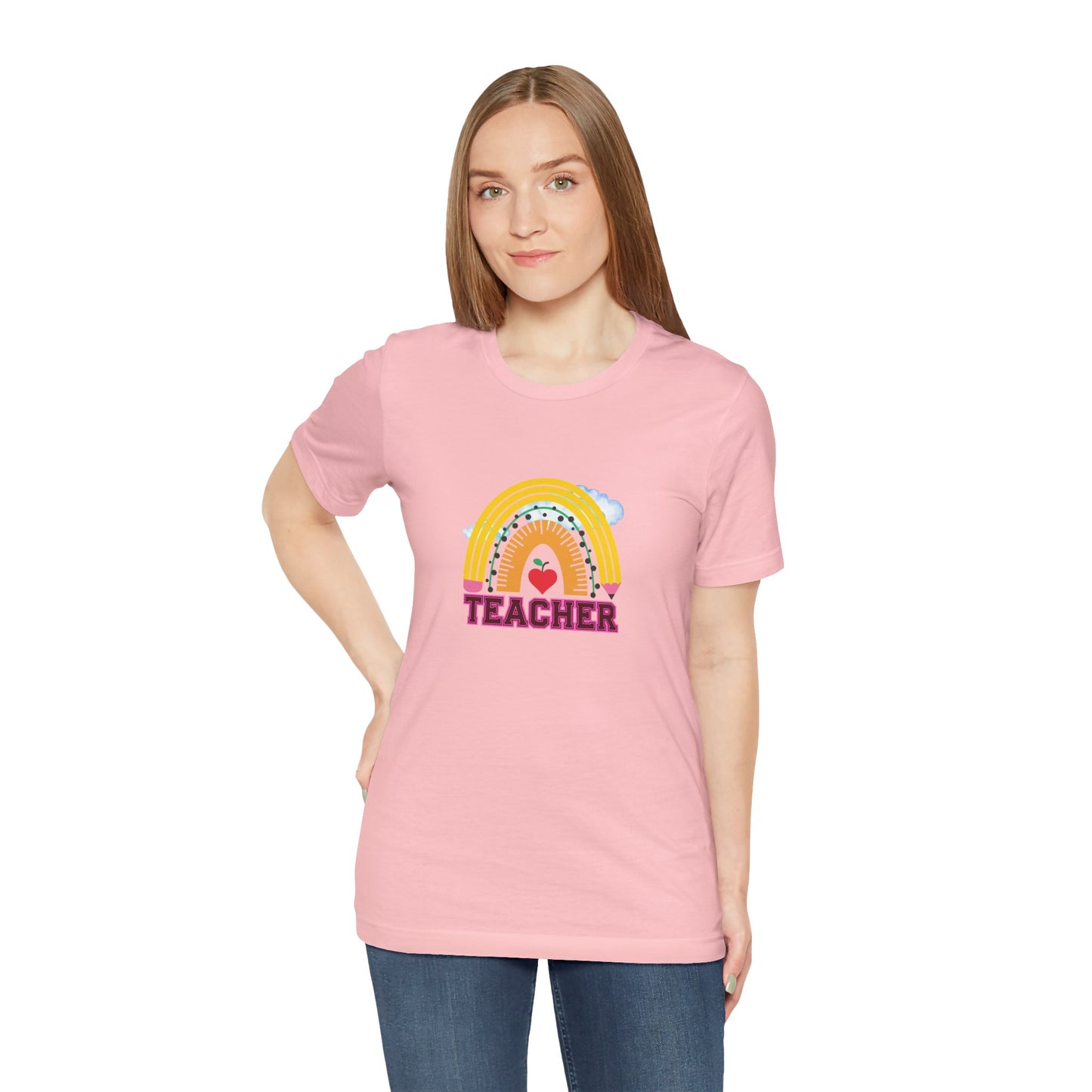 Rainbow Pencil Teacher Graphic T- Shirt